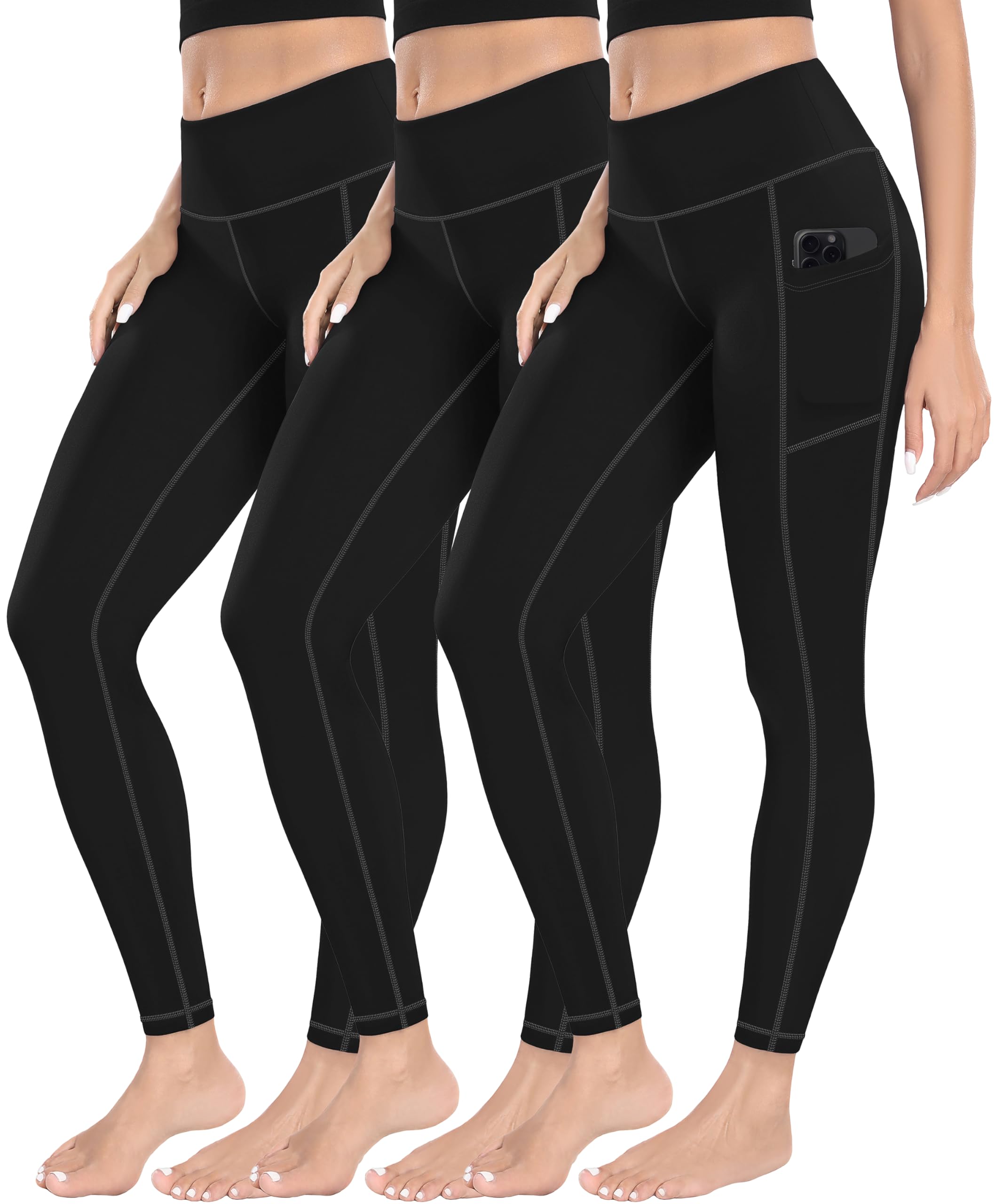 MIRITY High Waist Yoga Leggings with Pockets for Women - Buttery Soft Workout Stretchy Yoga Pants Pack of 3