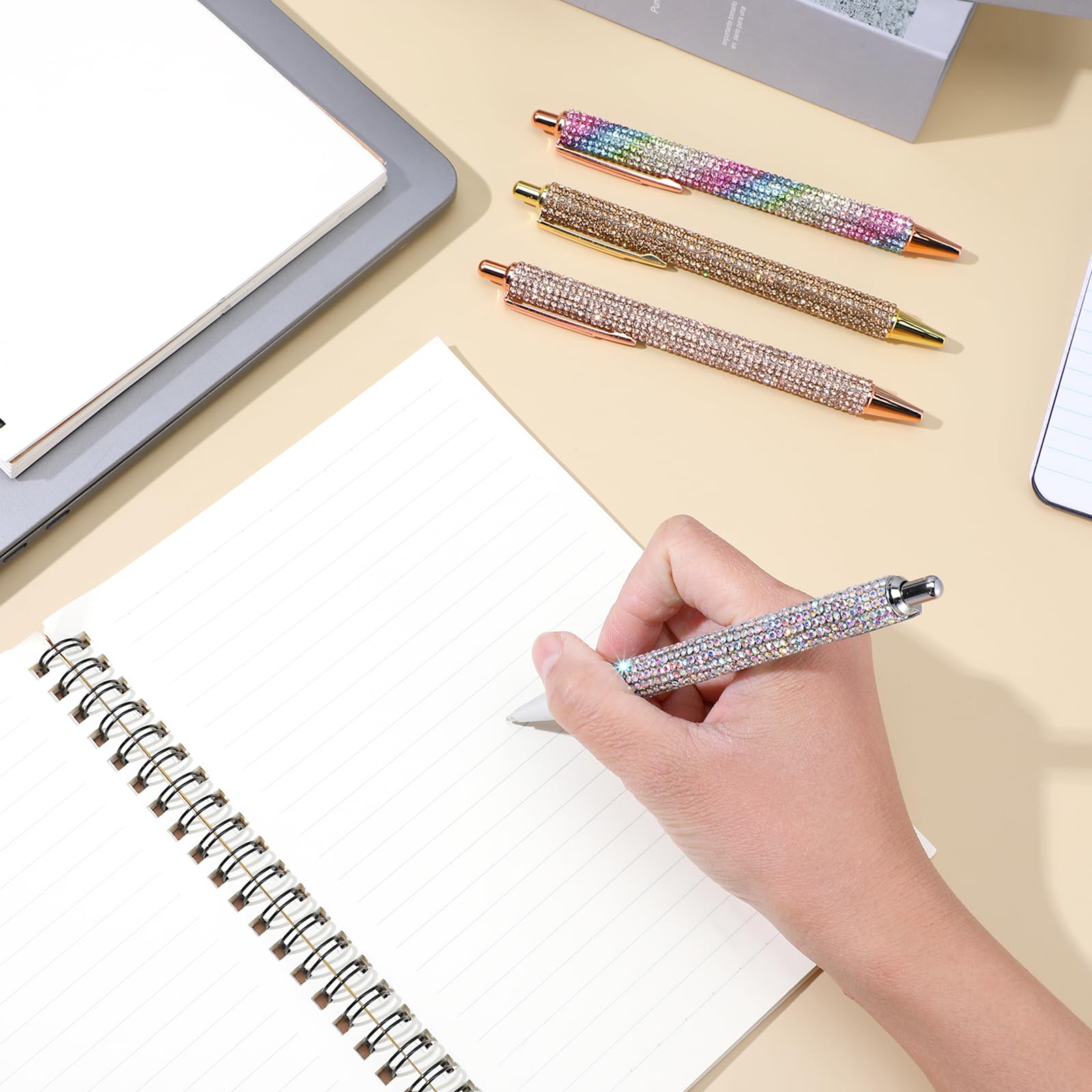 Generico Penne a con glitter, penna a con strass - Penna a con strass per matrimonio,Penne da scrittura con inchiostro glitterato retrattile per compleanno, prendere appunti, scuola, casa