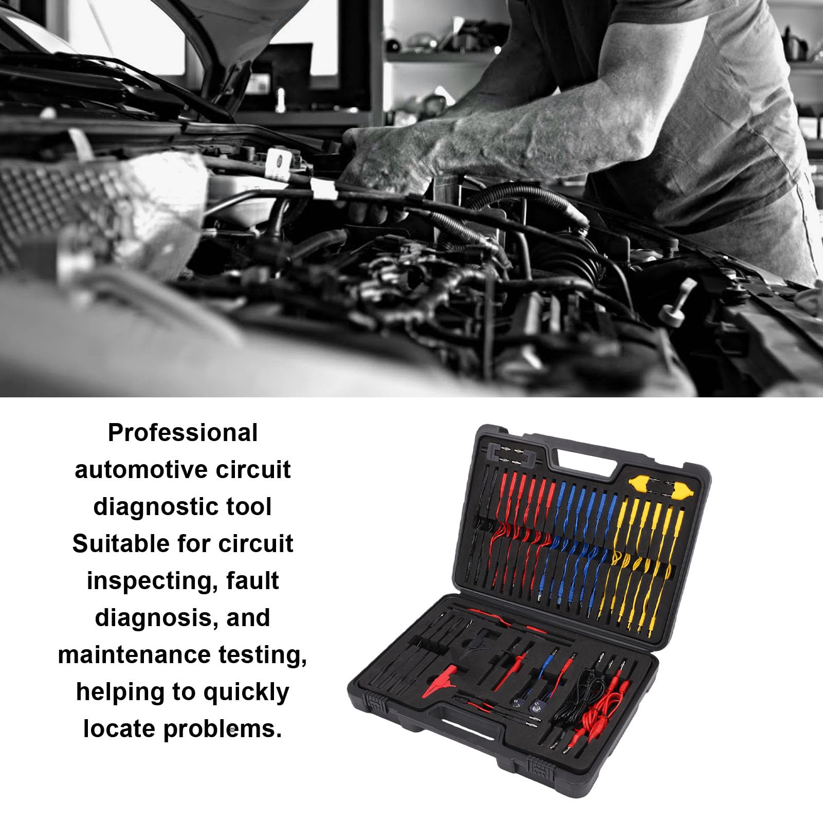 Kit de Cables de Prueba de Multímetro Automotriz de 92 Piezas, Herramienta de Diagnóstico Profesional con Clips, Sondas de Enchufe Tipo Banana, para Pruebas de Circuitos