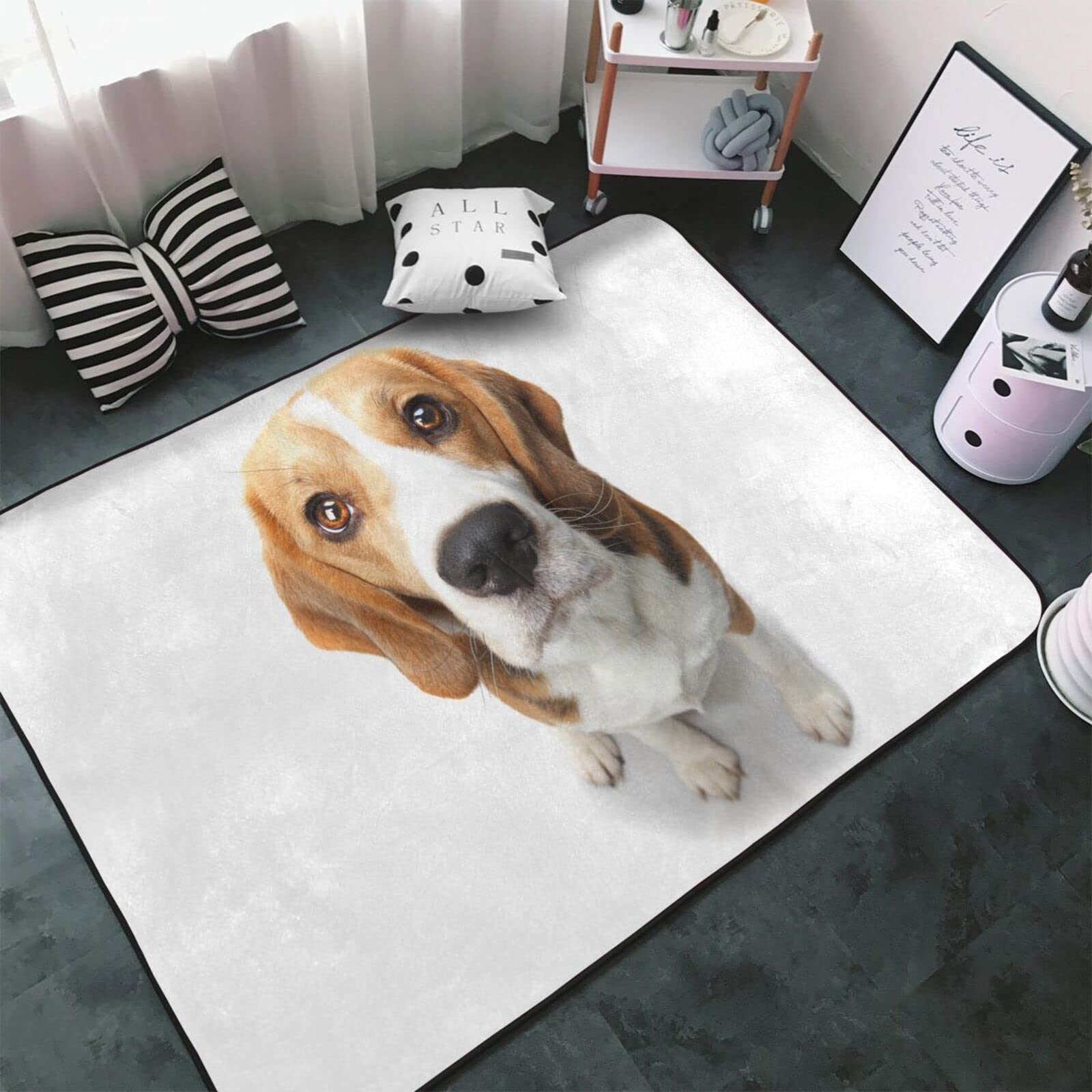 Amazon | かわいい ビーグル犬 カーペット 長方形 ラグマット ラグ
