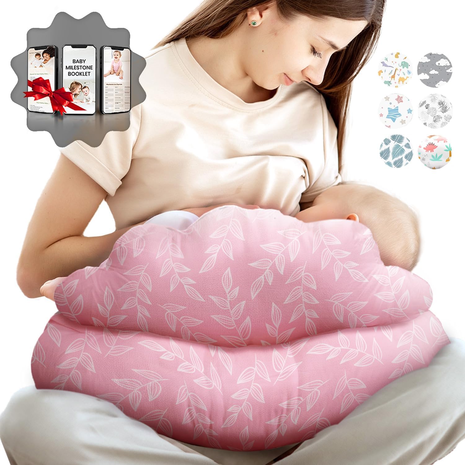 PILLANI Nursing Pillow, Plus Size Breastfeeding Pillows for Enhanced Support & Comfort for Mom & Baby, Removable Cotton Cover, Adjustable Waist Strap, Breastfeeding Essentials, Baby Registry Search
