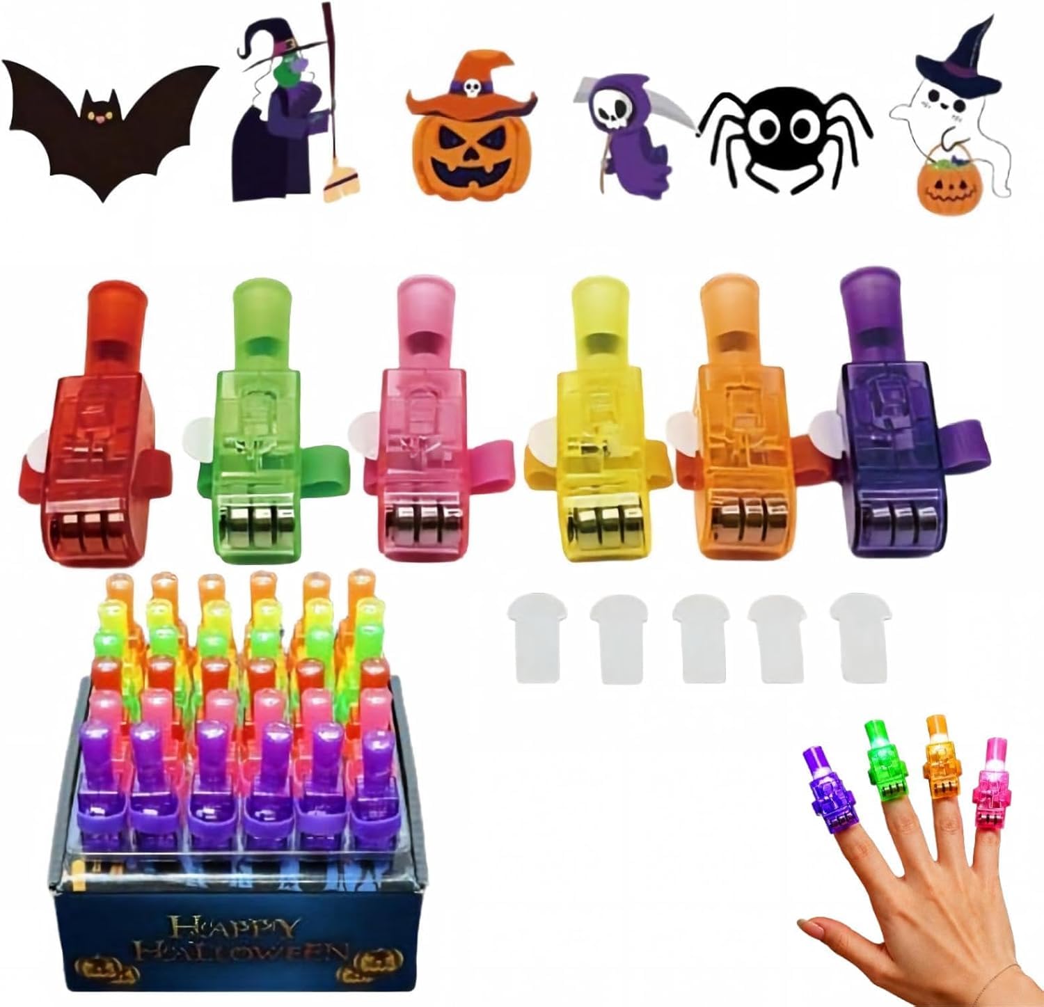 Crzvnea Mini Colorful Led Finger Lights Halloween Projection (36pcs 4)