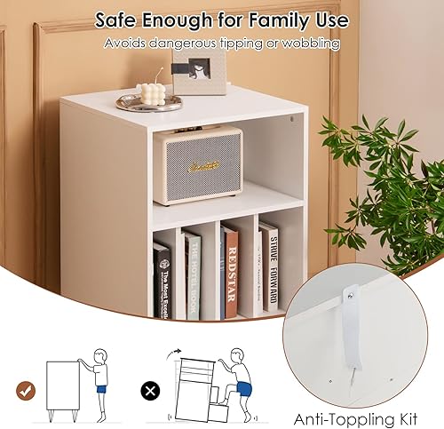 Miniatura 6 de Giantex Soporte para tocadiscos, soporte giratorio blanco con capacidad para hasta 150 álbumes, mesa de gabinete de almacenamiento de vinilo de