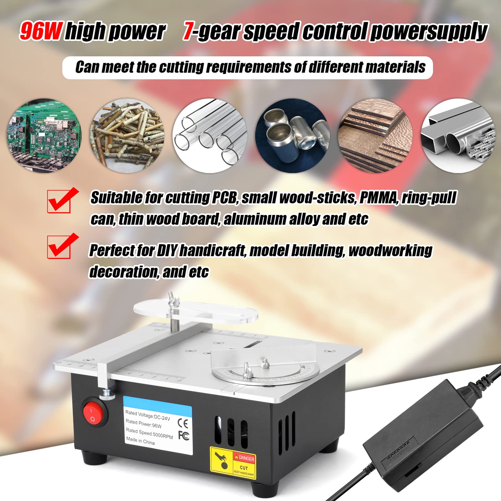 Lechnical Mini sierra de mesa multifuncional, sierras eléctricas de escritorio, pequeña herramienta de corte DIY para el hogar, máquina de torno de banco para carpintería