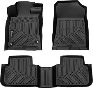 Findway F100 3D Car Floor Mat/Liner (TPE-Rubber) for 2022-2024 Honda Civic with 2nd Row USB Ports(Sedan/Hatchback), Digitally Measured, Waterproof, 3-Year Manufacturer's Warranty.1st & 2nd Row-Black