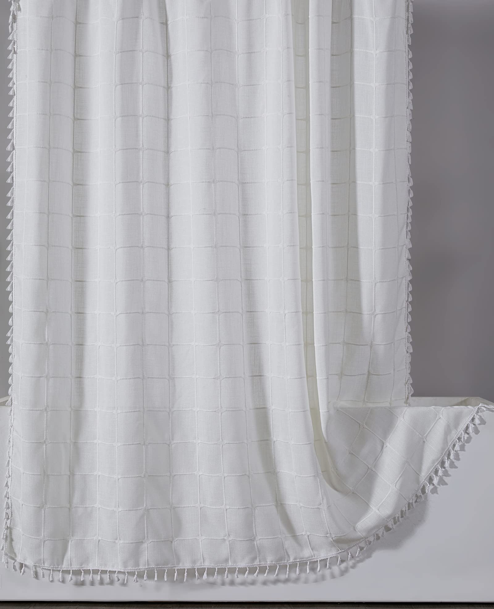 Tenda Da Doccia Dynamene Lunga 78 Pollici, Stile Boho, Con Trapuntatura Geometrica A Righe Alta In Tessuto Per Larredo Del Bagno Set Di Ten~p115319377