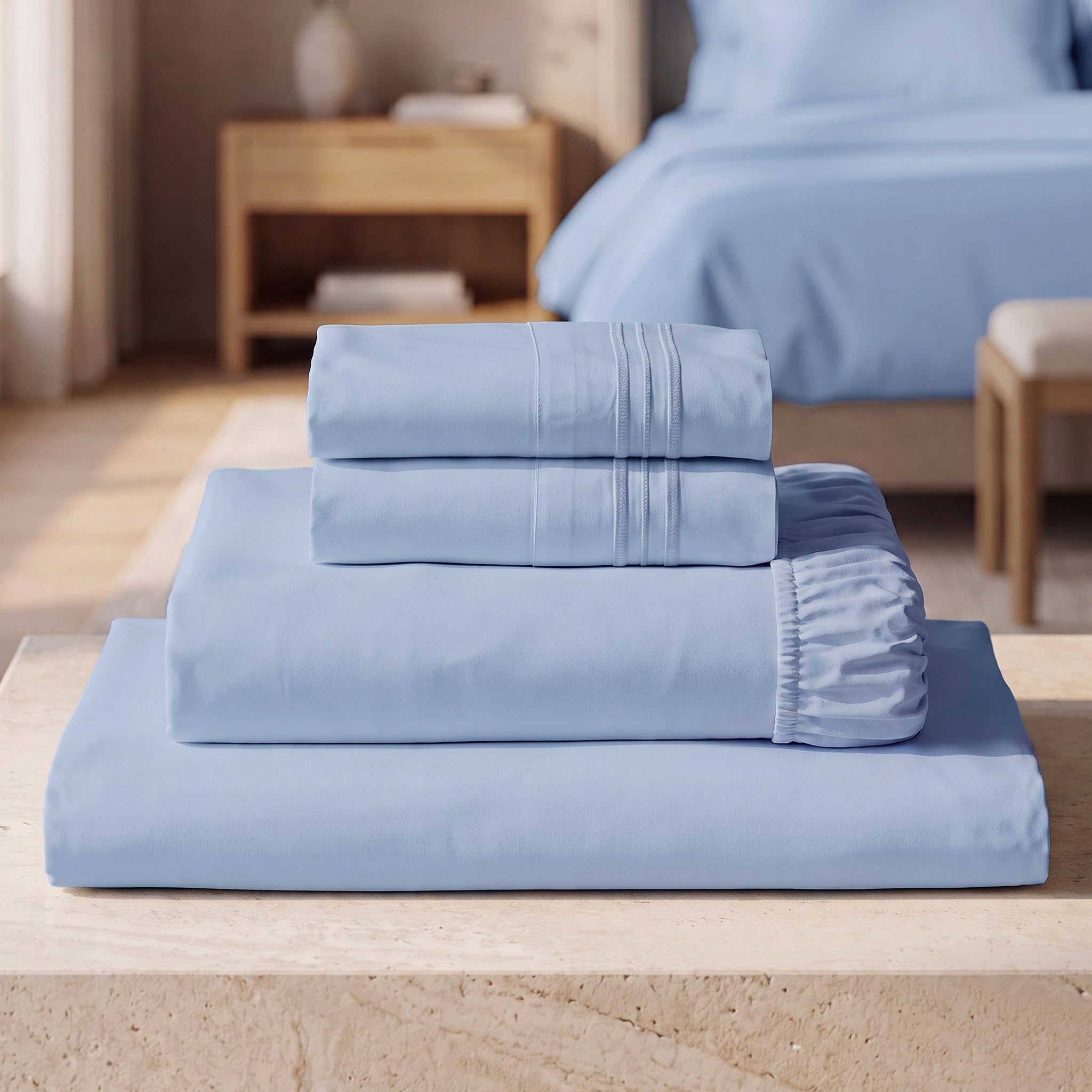 Mellanni Iconic 4-Piece, Ultra Soft Sheet Set (King, Sky Blue)