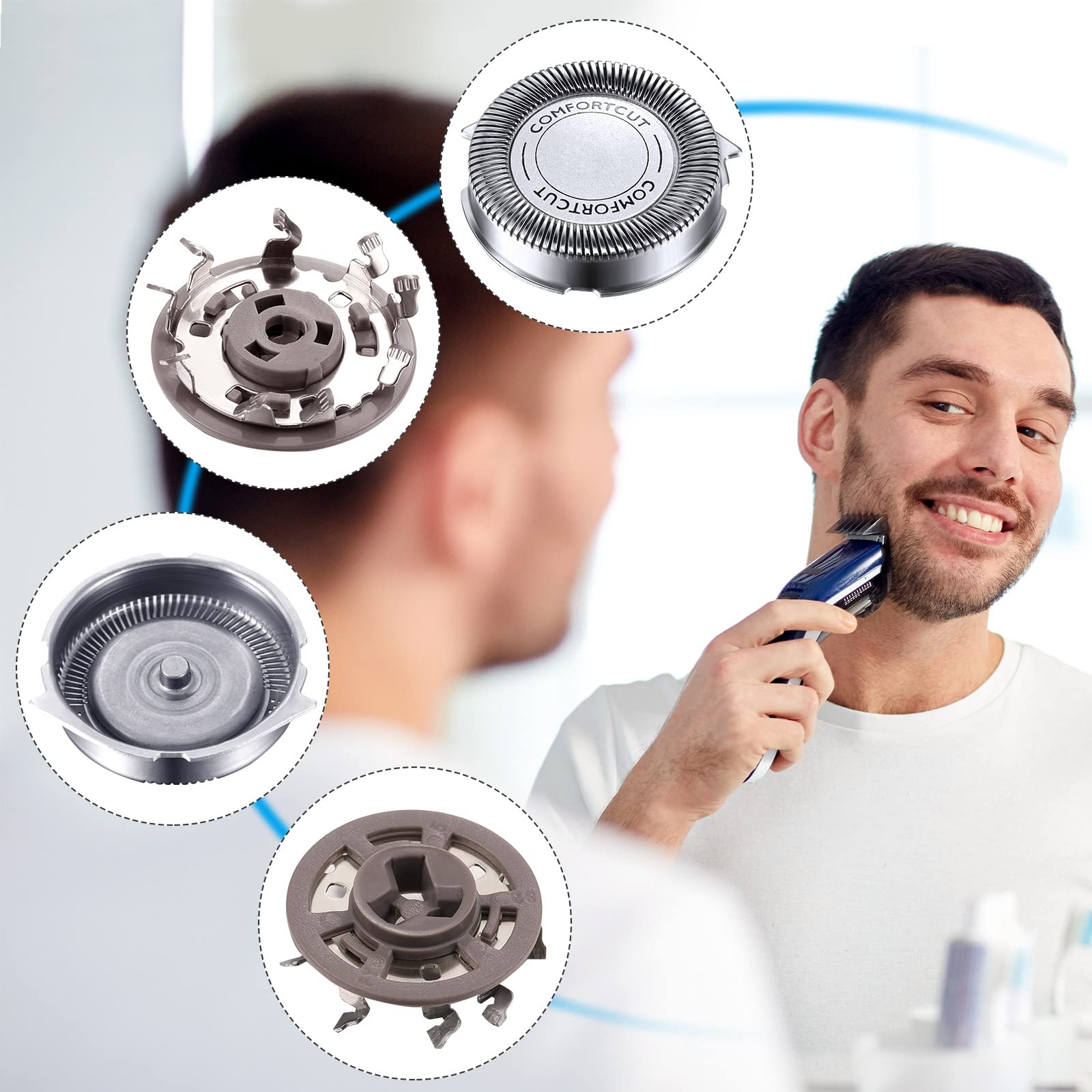 Wymienne głowice do golarki SH30/50/52 kompatybilne z Philips Electric Shaver Series 1000, 2000, 3000, 5000 i model AT8xx/AT7xx/PT8xx/PT7xx ze spiczastym ostrzem, nieoryginalne