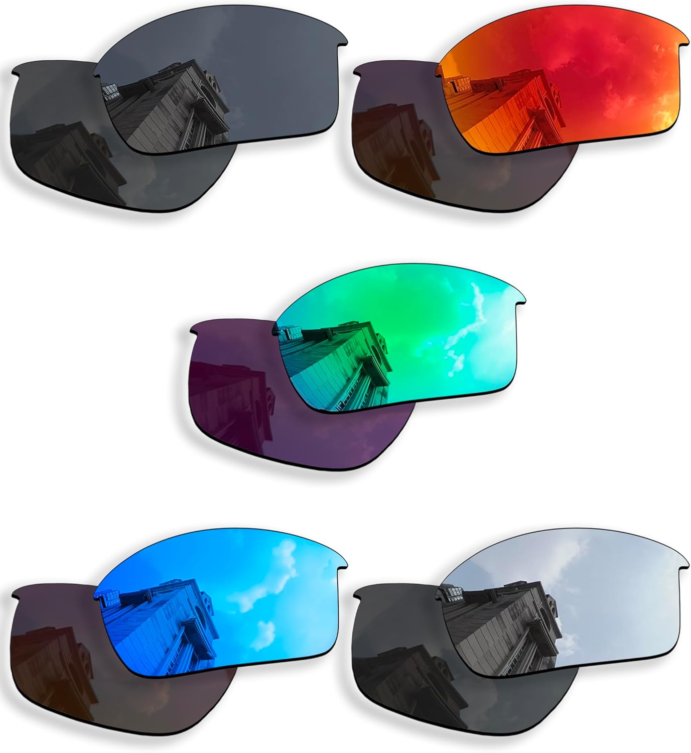 5 Pairs Polarized Replacement Lenses for Oakley Bottle Rocket OO9164 Sunglasses, Anti-Scratch and Impact Resistant