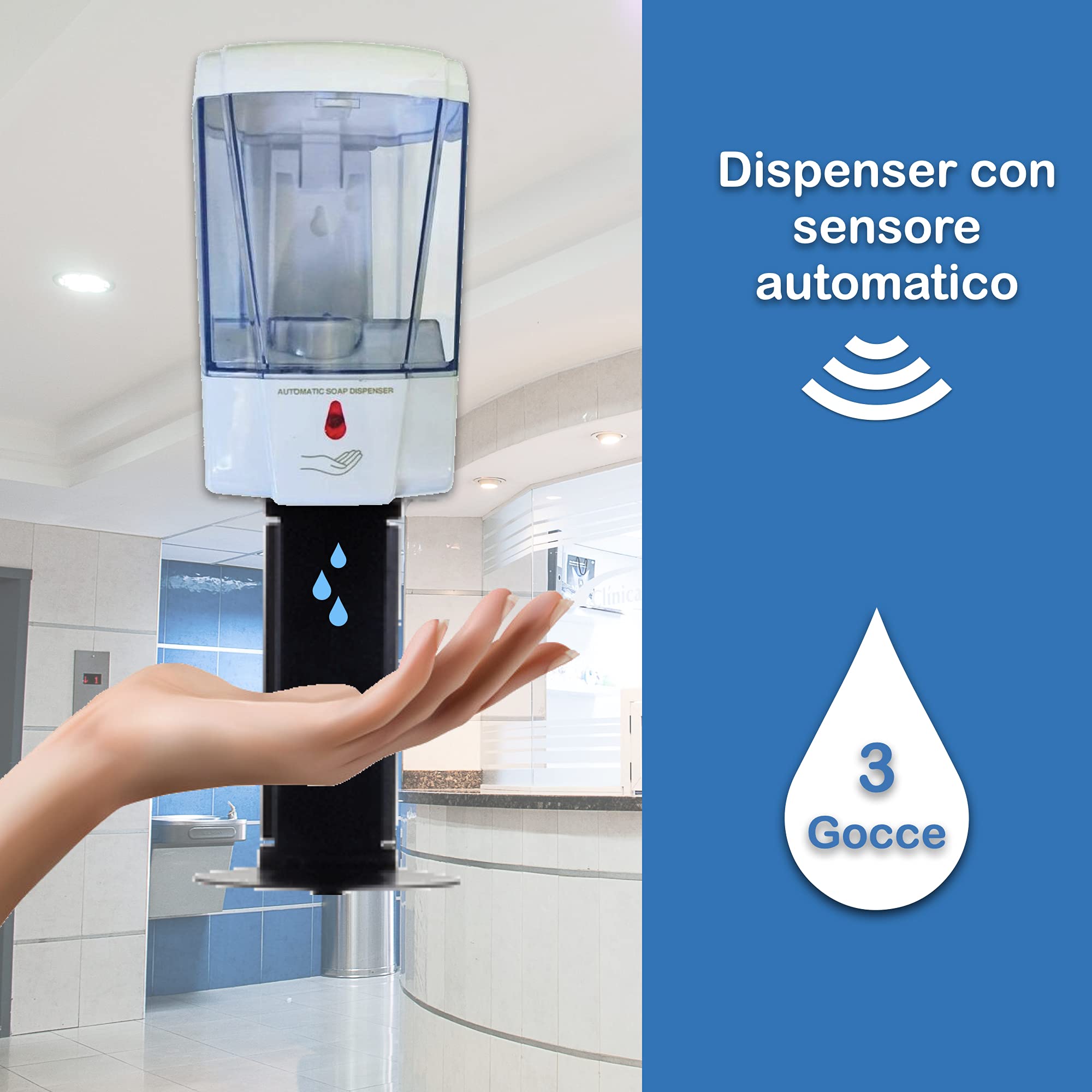 Dispensador gel hidroalcoholico | Dispensador automático Gocciasana | dosificador automatico gel hidroalcoholico | soporte gel hidroalcoholico