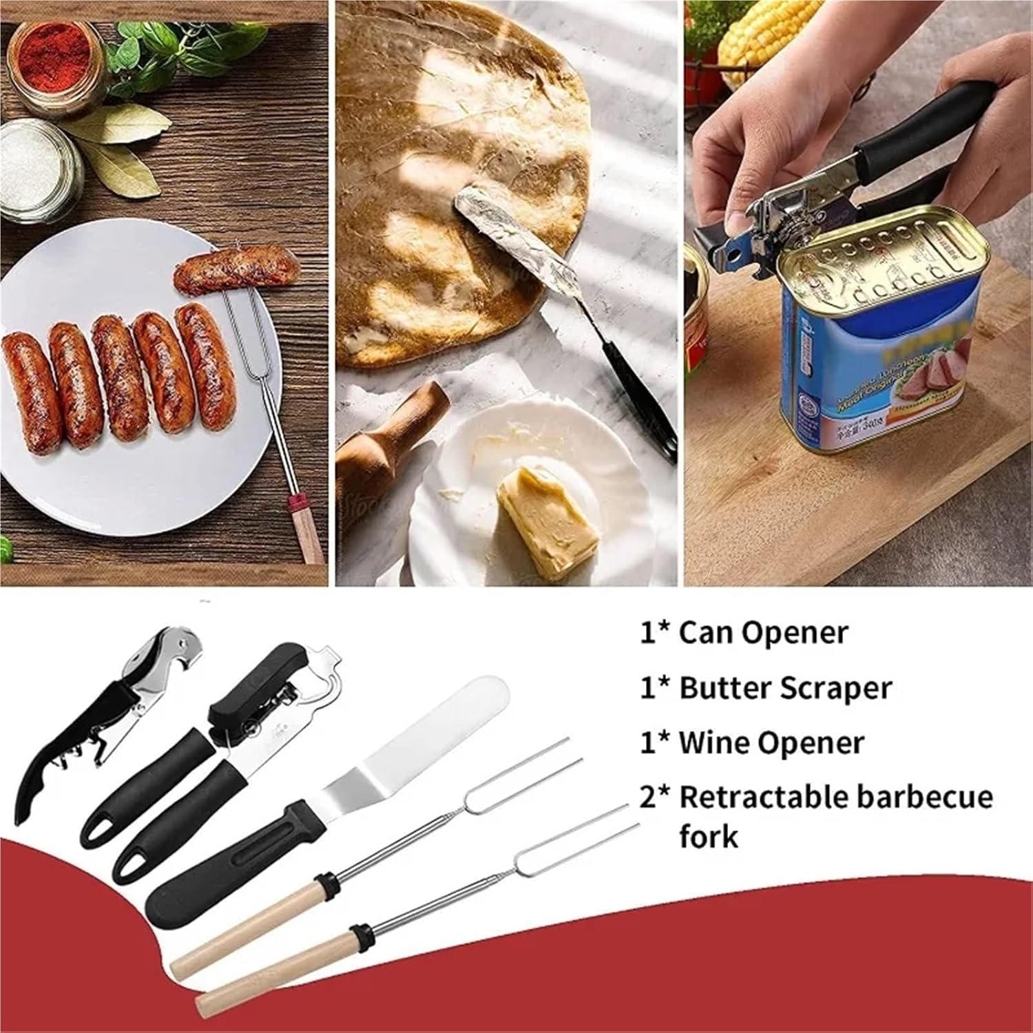 Camping Utensil Set Stainless Steel Camping Cooking Utensils Set Essential Accessories Gear Must-Haves for Travel