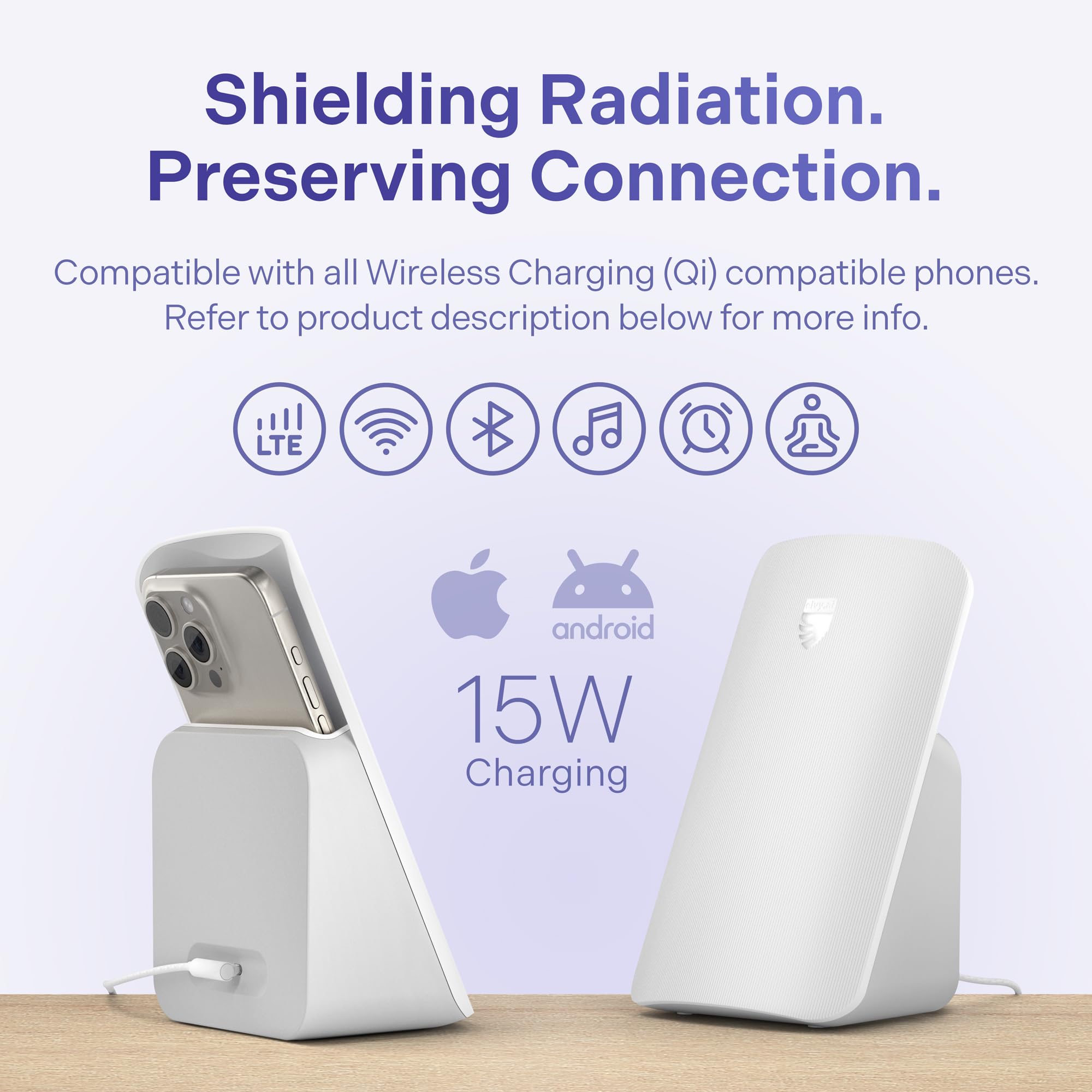 Elvy Fast Qi Cargador inalámbrico para teléfonos celulares, diseñado con tecnología de gestión EMF para una carga mejorada, blindaje ambiental avanzado, probado en laboratorio por Ordos Tech, 2023