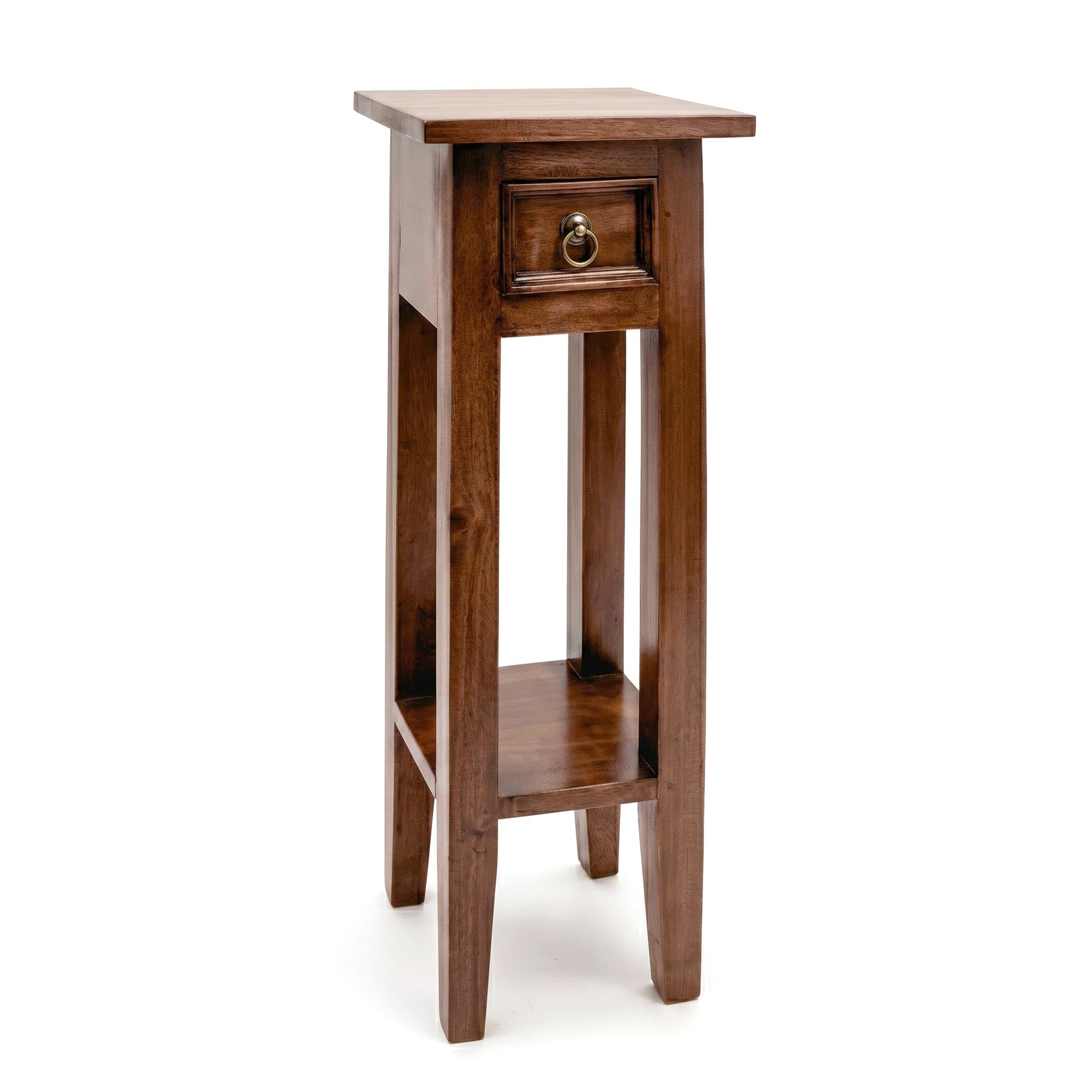 Spetebo Tavolino in mogano con cassetto 67 x 25 cm – marrone – tavolo per telefono vintage in legno