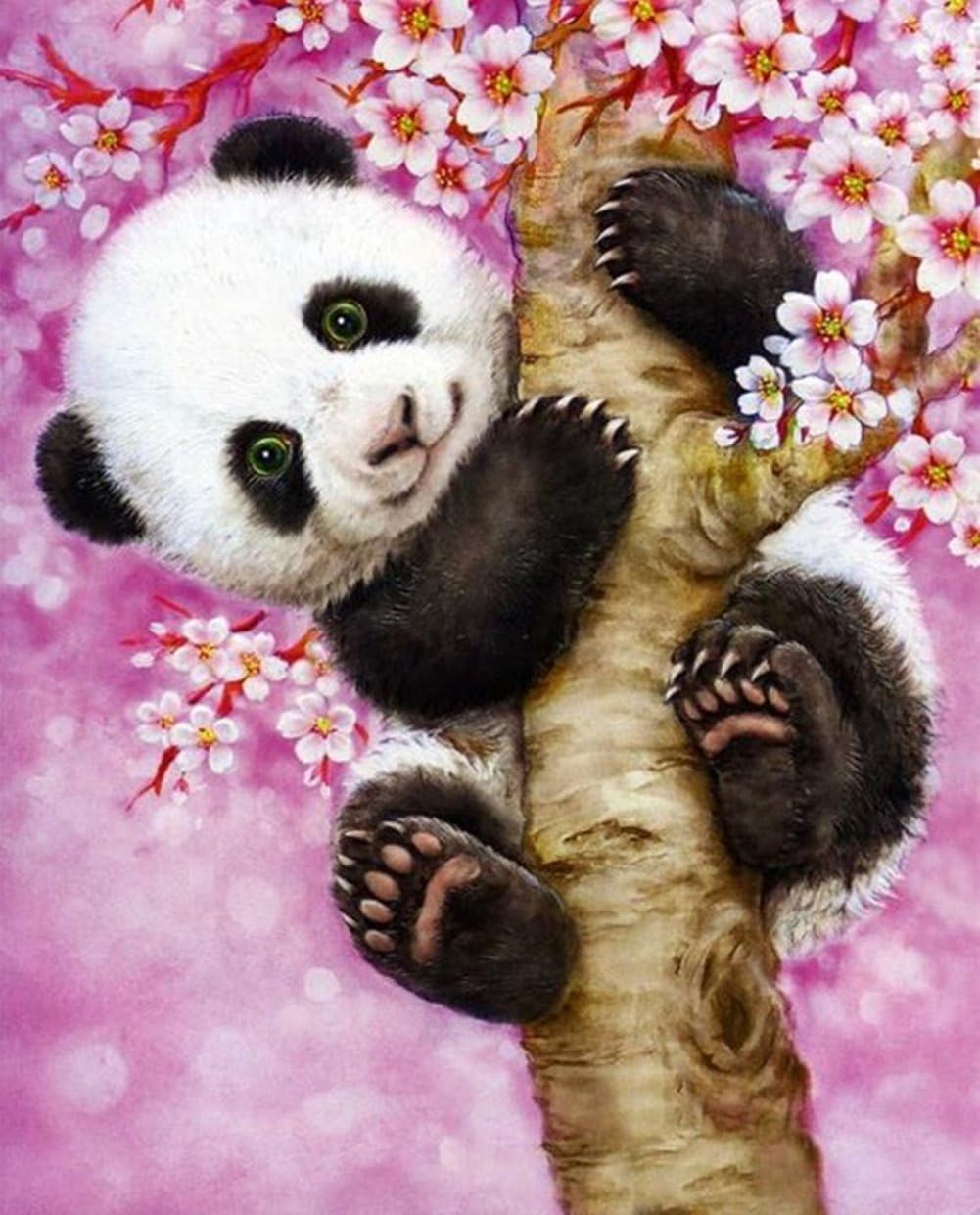 AIRDEA DIY Panda Diamond Painting Flowers Kits for Adults Kids,Animal Full Drill Round Diamond Painting Art Kits for Beginners 5D Gem Art Painting Rhinestone Arts for Home Wall Art Decor 30x40 cm