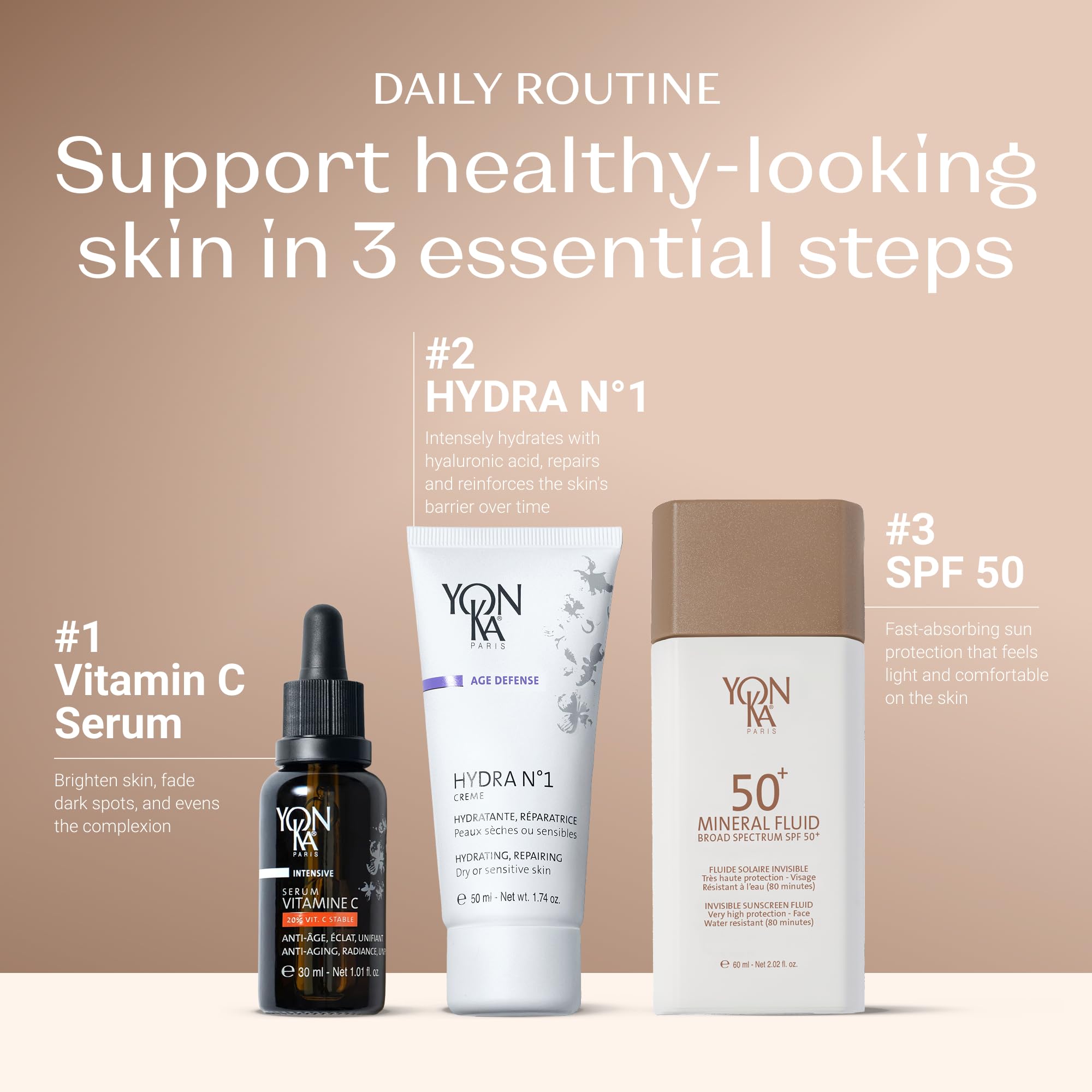 YONKA PARIS SPF 50 Mineral Fluid | Weightless Sheer Sunscreen No White Cast | 100% Non Nano Zinc Oxide Niacinamide | Fragrance Free Water Resistant | Daily Facial Sun Protection
