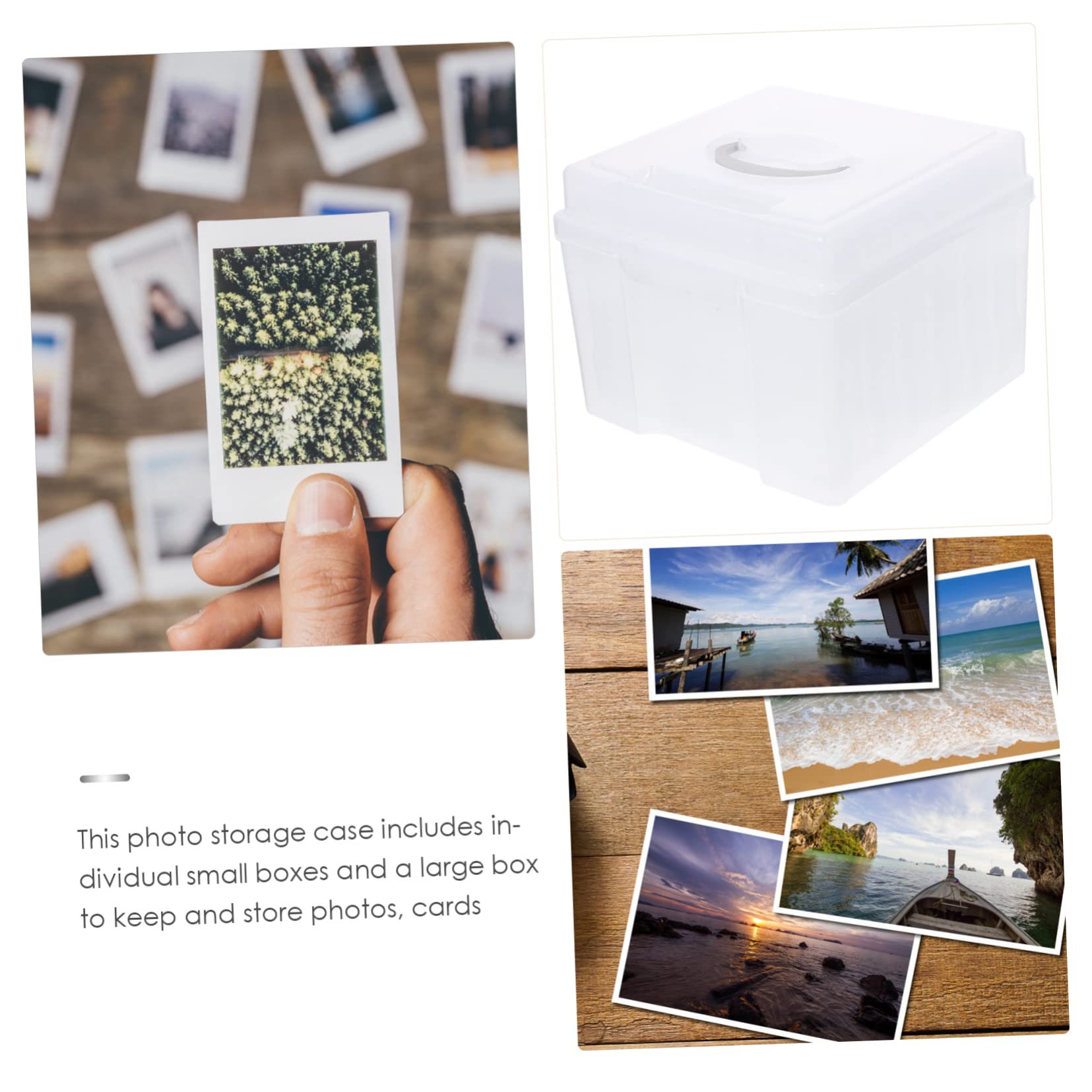 SHINEOFI Caja de Almacenamiento de Fotos para Fotos de Organizador de Tarjetas Multifuncional Caja para Guardar Tarjetas de Felicitación Contenedores para Guardar Dormitorio Organizadora