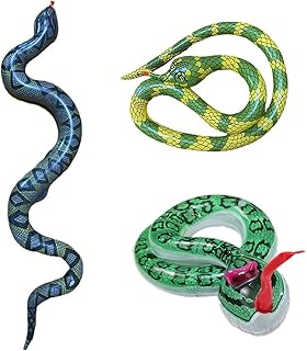 3Pcs Inflatable Snake, 47'' Pool Floats Blow Up Snakes for Garden Pool Party, Pool Floats Blow Up Snakes Toy, Realistic Fake Snake for Pool Supplies Accessories