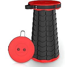 كرسي قابل للطي بتصميم بلاستيكي صغير ومتين، مناسب للمغامرات الخارجية والنزهات والاستخدام المنزلي، يدعم حتى 130 كجم، أحمر