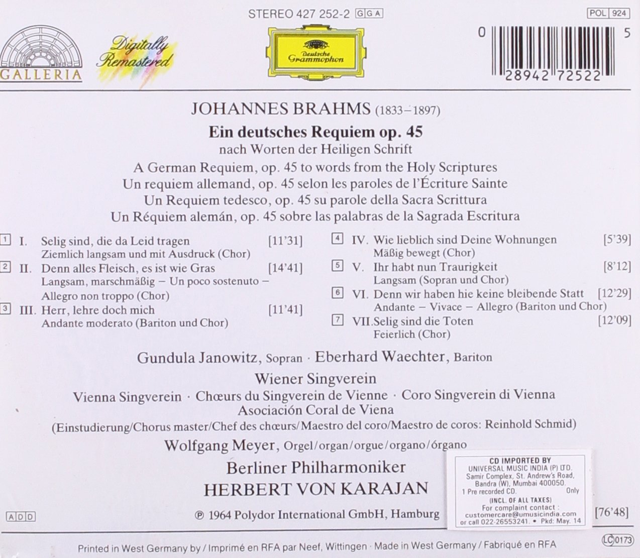 Brahms Ein deutsches Requiem Un Requiem allemand