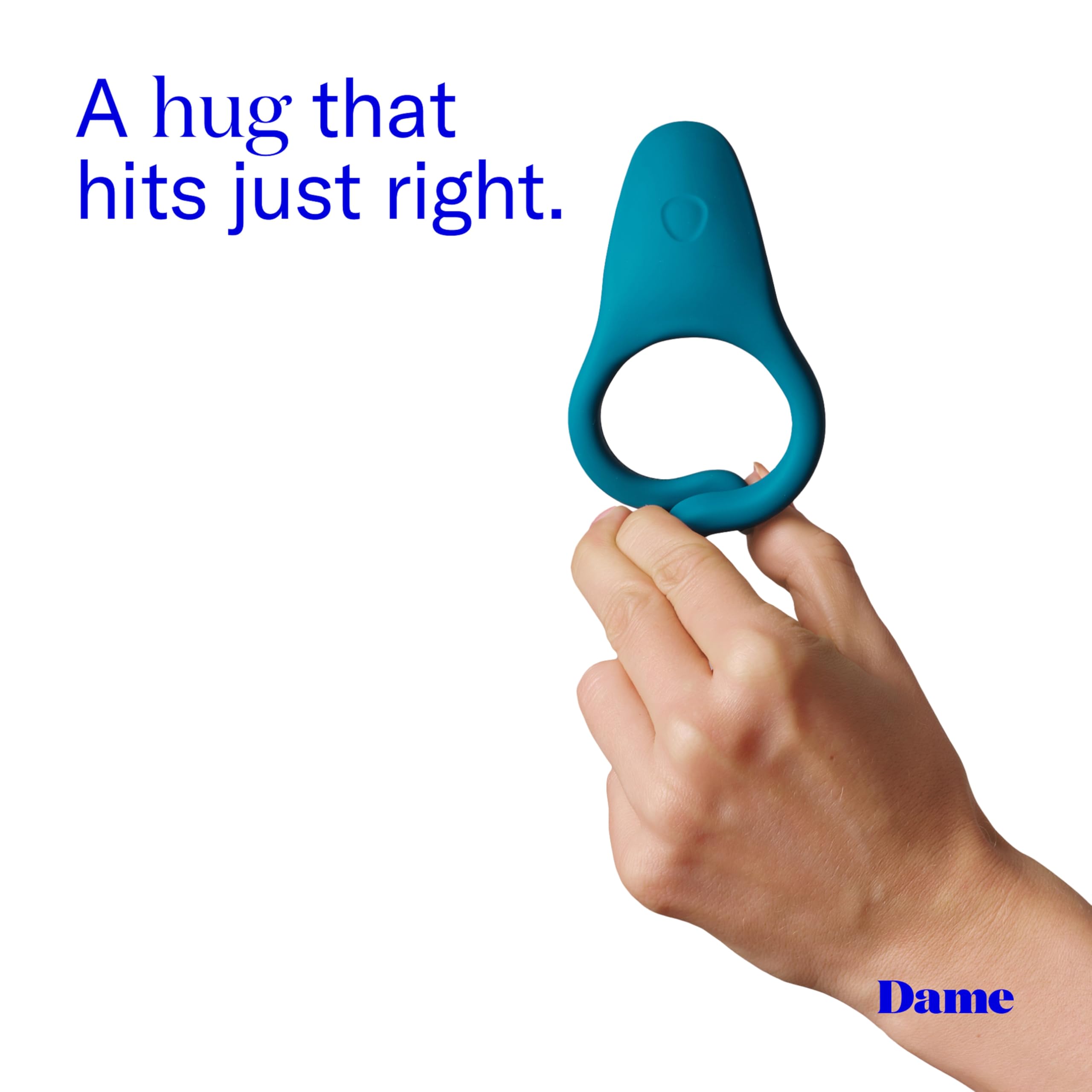 Dame Products Hug Anillo vibrador para parejas, recargable por USB-C, fuertes vibraciones, silicona Body-Sade, impermeable, ajustable, flexible