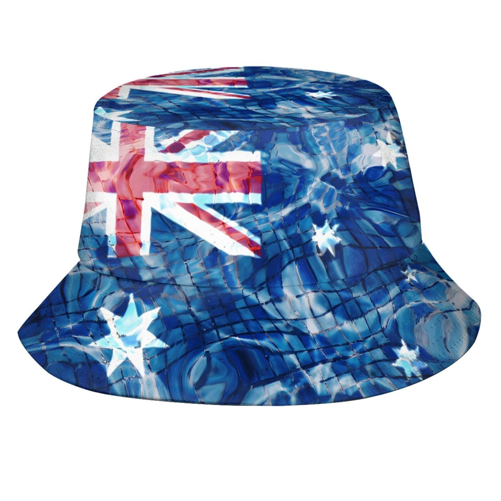 GeRRiT Australia Australian Flag Bucket Hat,Funny Beach Fisherman Hats Sun Wide Brim Cap for Women Men