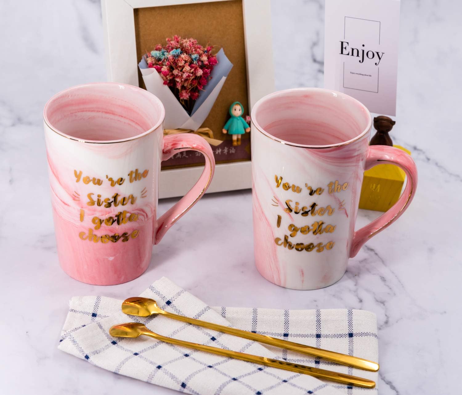 Exclusive Discount 80% Offer Mugpie You're the Sister I Got to Choose Mug - Birthday Gifts for Sister Sisters in Law Best Friend - Perfect Mother's Day Gifts- Pink Coffee Cup + Novelty Socks If You Can Read This,Bring Me Coffee