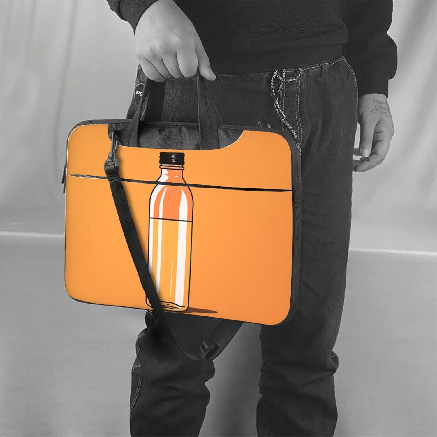 Orange Bottle of Water Laptop Bag Laptop Messenger Shoulder Bag Travel Computer Bag for Women Men
