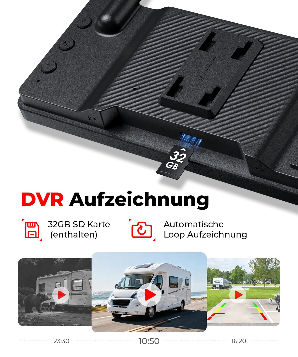 Zwei Solar Rückfahrkamera Kabellose Magnet 7,2 Zoll 1080P Dual Channel Monitor DVR Aufnahme Dual Rückfahrkameras Wohnmobil Camper Anhänger