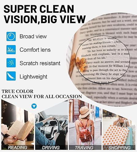 Miniatura 3 de OCCI CHIARI Lentes de lectura grandes limpios para mujer, lectores nerd 3.0x (1.0 1.25 1.5 1.75 2.0 2.25 2.5 2.75 3.0 3.5 4.0 5.0 6.0)