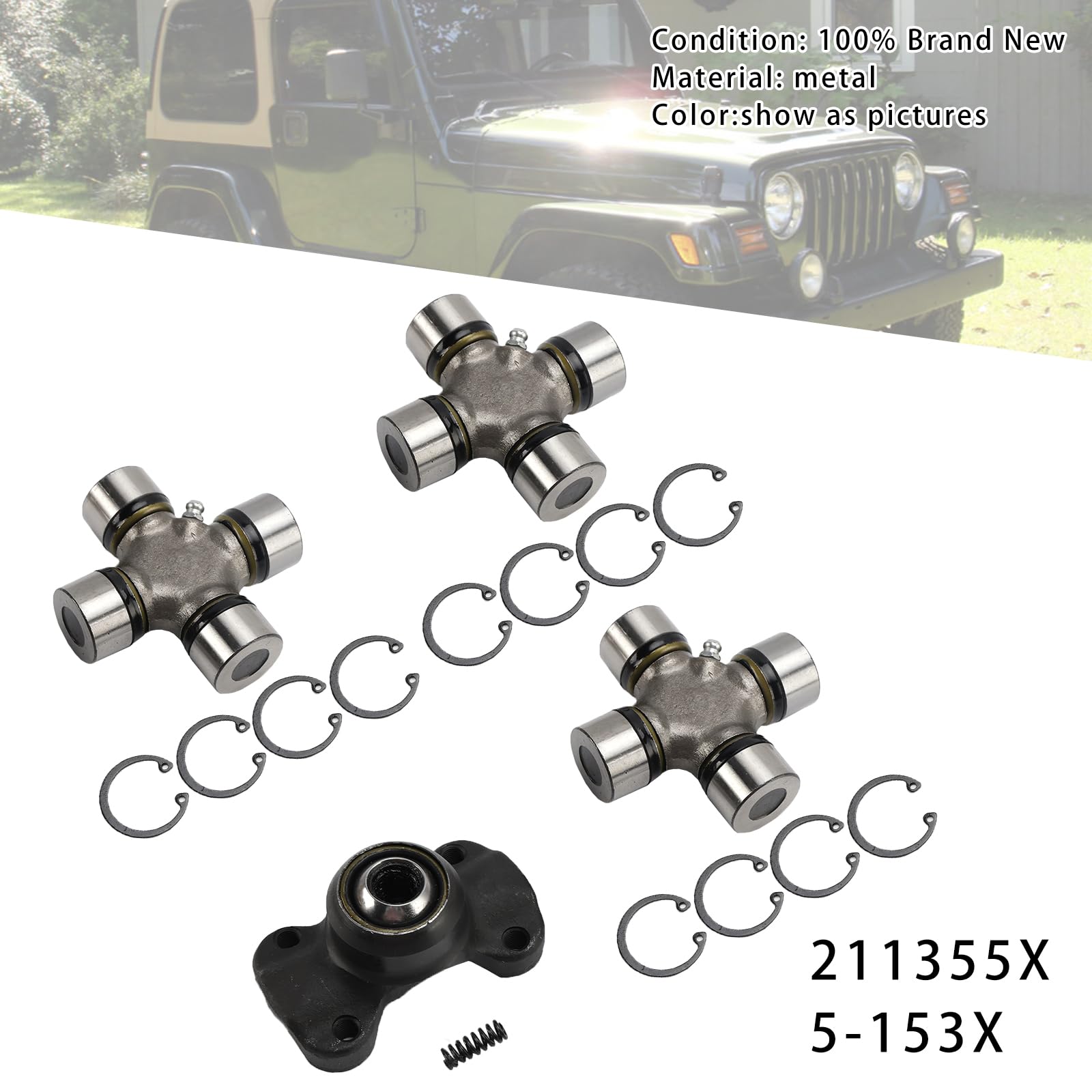 Topteng Double Cardan Joint 211355X + 5-153X passend für Jeep Cherokee XJ 1984-2001, passend für Jeep Wrangler TJ 1997-2006