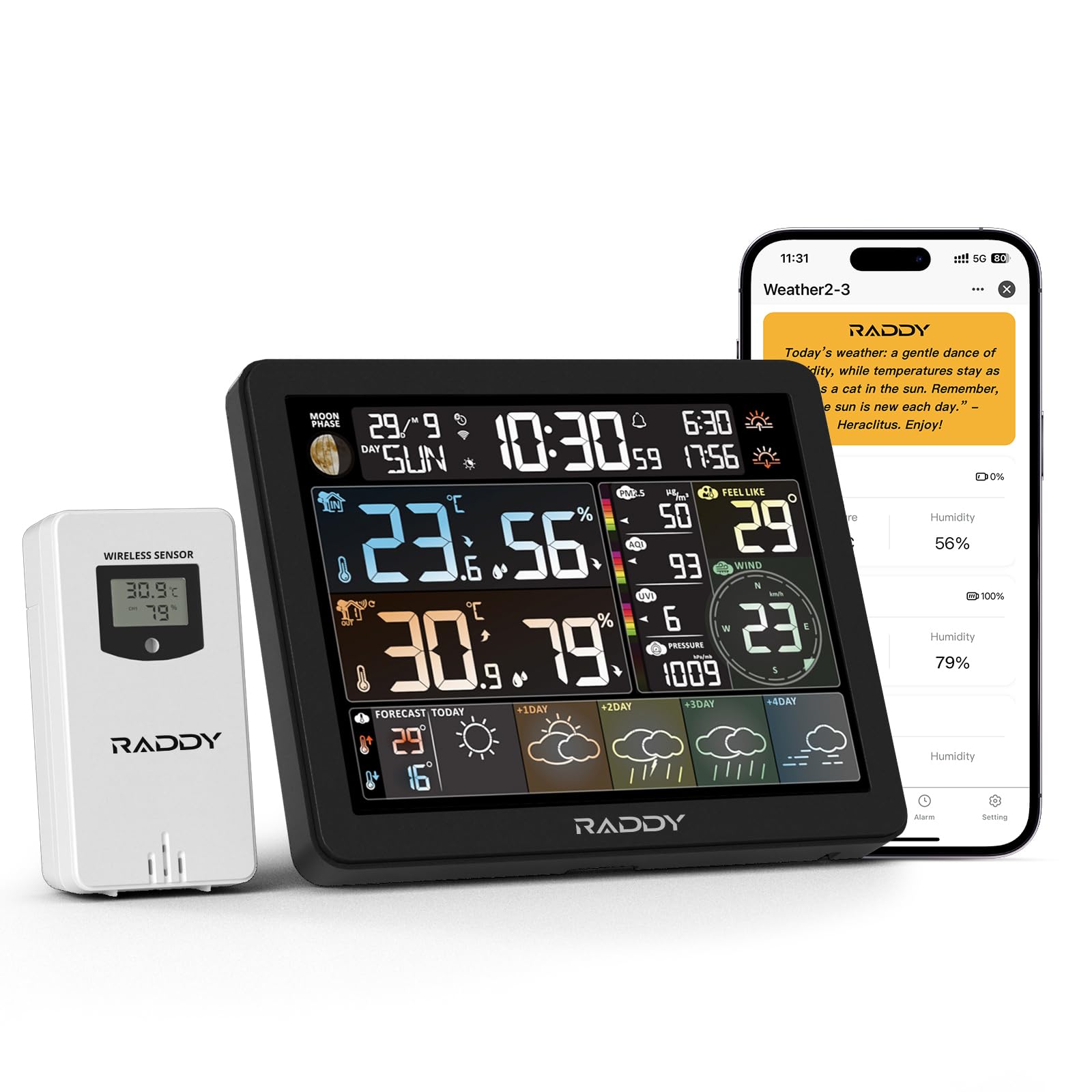 Amazon.com: Raddy N80 WiFi Weather Station with App, 8 Inch
