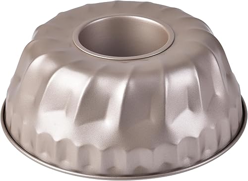 Molde de tubo estriado, molde antiadherente de 10 pulgadas en forma de vórtice para hornear horno y olla instantánea (oro champán)