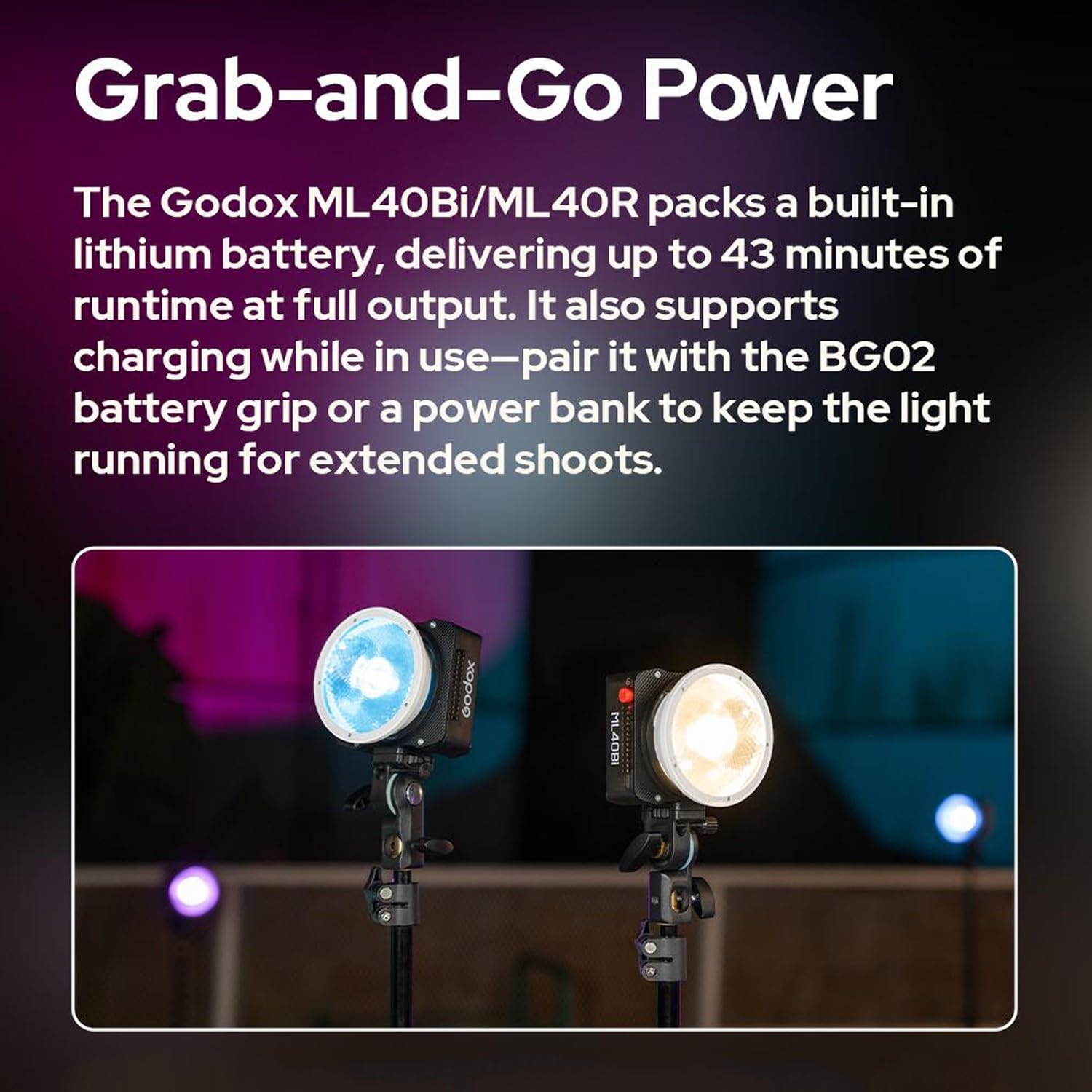 Amazon | Godox ML40R ML40 R フルカラーRGBポータブルLEDビデオライト