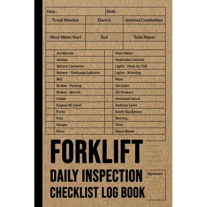 Buy Forklift Daily Inspection Checklist Log Book Forklift Daily