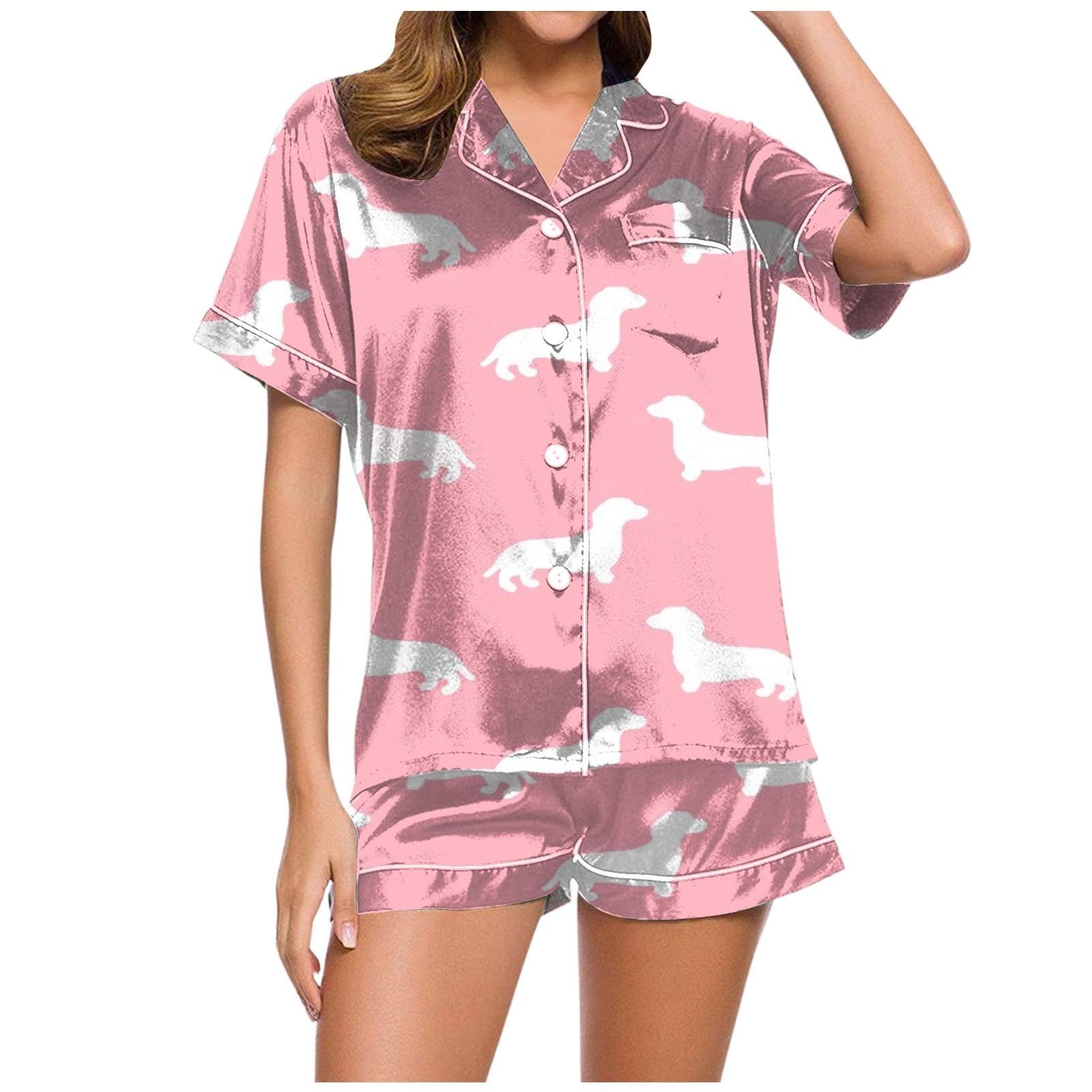 Generic Camisón Mujer Manga Corta - Rayas Camisón Ropa para Dormir 2 Piezas Camisetas Camisola Pijama Corto de Algodon Suaves Cómodos Verano Regalo Mujer