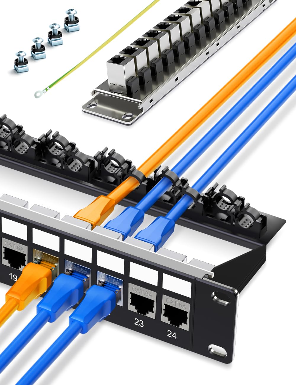 24 Port Patch Panel CAT6 1U 19 Rackmount RJ45 Punch Down - View #9