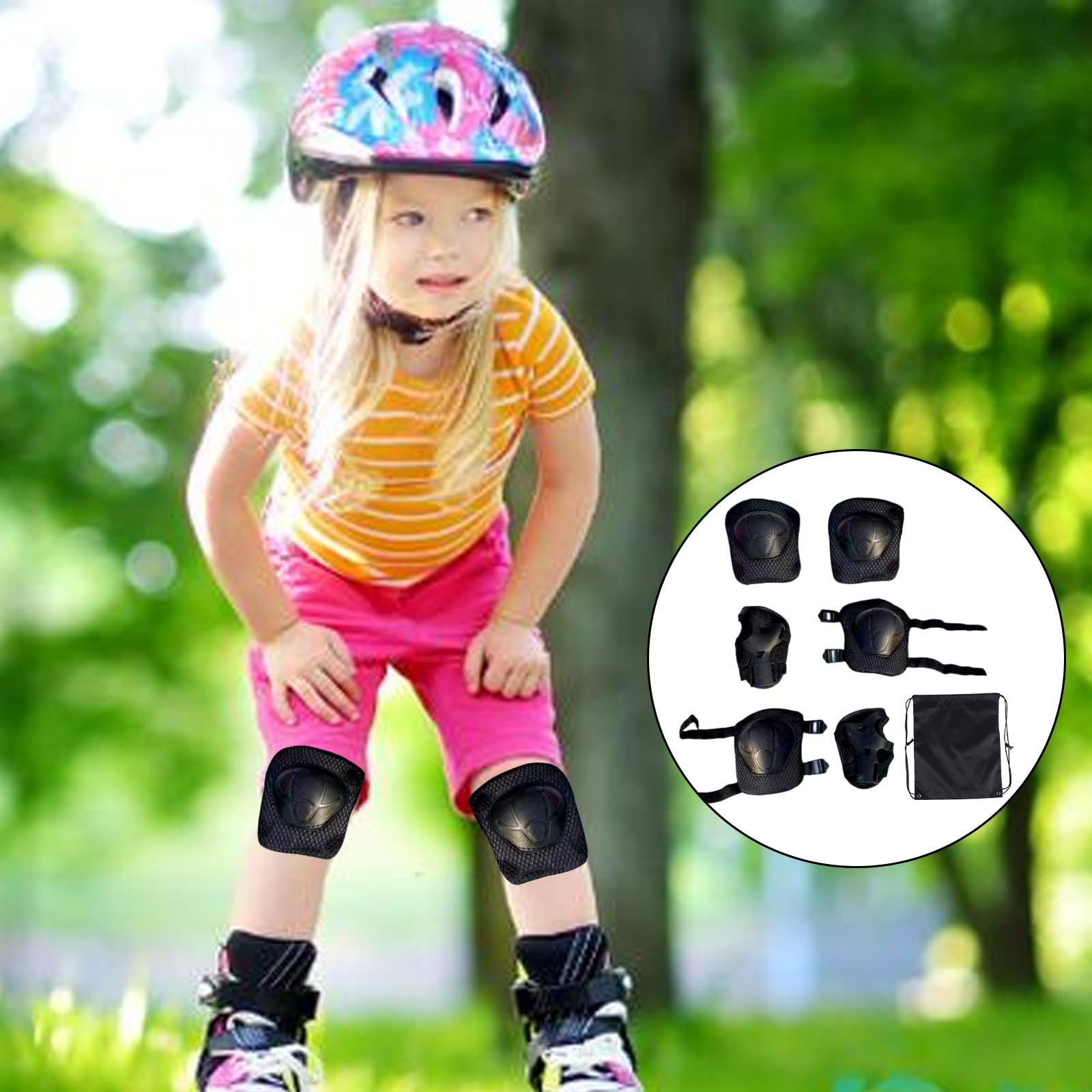 Ensemble de protection sportive enfant 6 pièces genouillères coudières protège-poignets ajustables patin à roulettes skateboard vélo