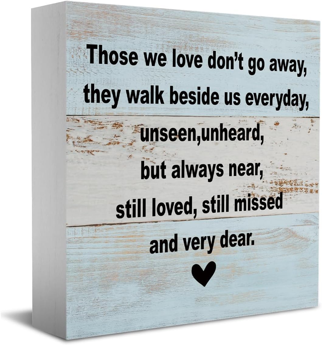 Memorial Box Sign 7x7 Inch Rustic Wood Tabletop Sympathy Decor