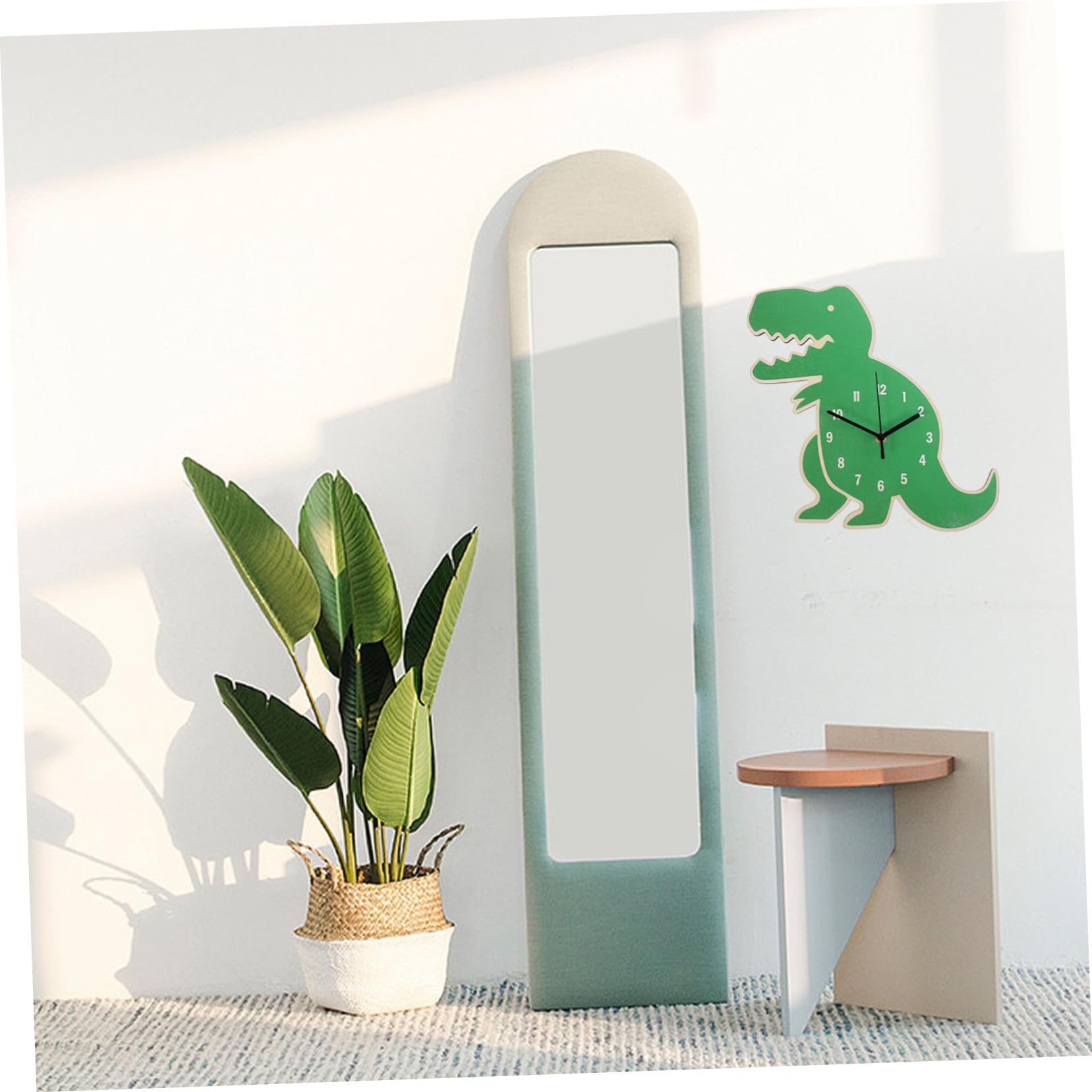 PRETYZOOM Decorative Dinosaur Clock Boys and Girls Room Silent Alarm Clock Battery Operated Wall Decor