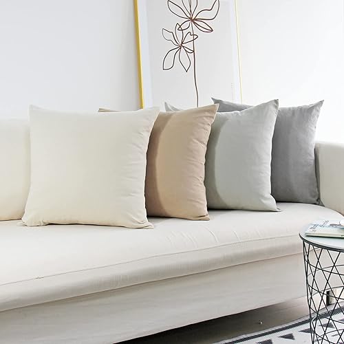 JOJUSIS Juego de 4 fundas de almohada decorativas de estilo lujoso, fundas de almohada súper suaves para sofá y dormitorio (neutro, 16 x 16 pulgadas)