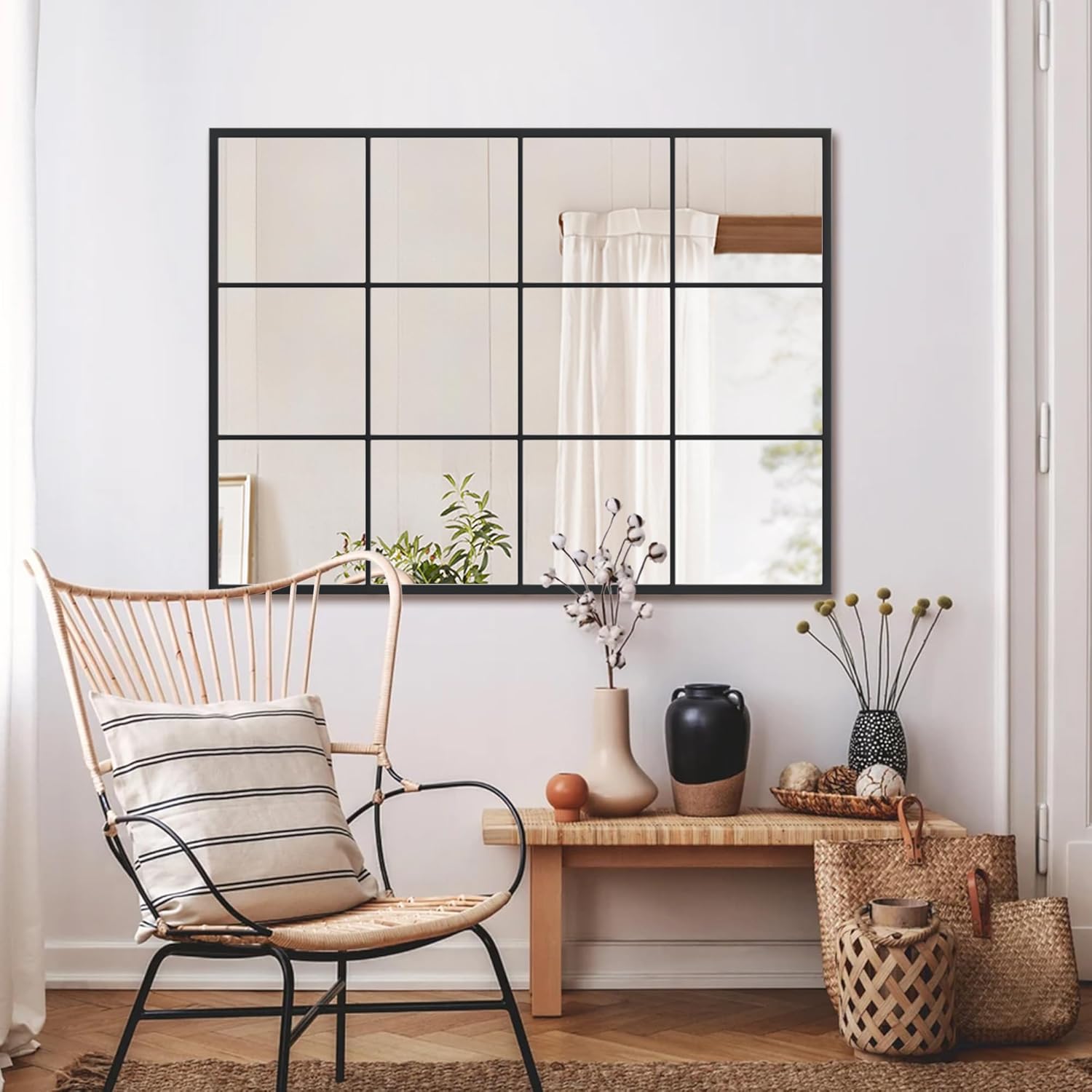 Photo 1 of Suidia Wall Mirror, 30" x 40" Window Decorative Mirrors, Metal Framed Wall Decor Wall-Mounted Mirrors for Bedroom, Living Room, Entryway, Black