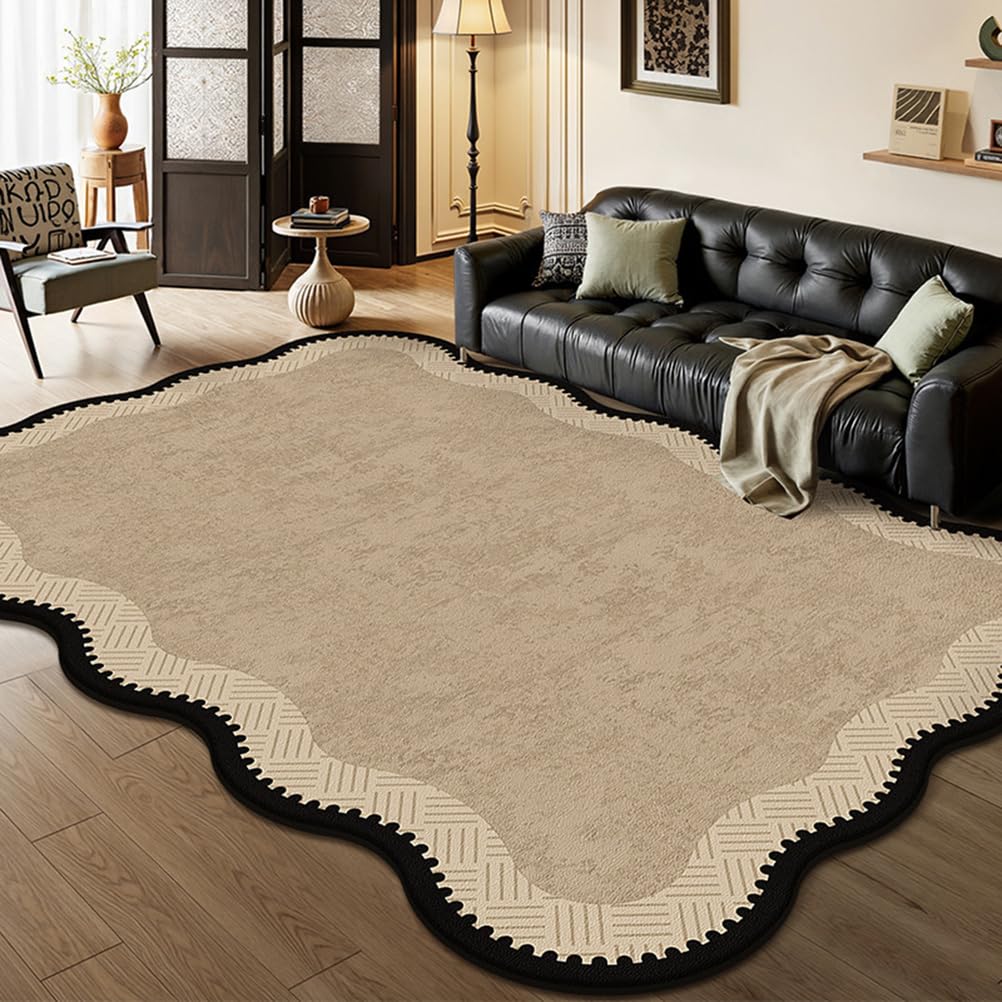 Nowoczesne dywany do salonu, luksusowe dywany z falbankami, dywany antypoślizgowe z niskim włosiem, odporne na plamy, do jadalni i biura domowego,E,140 * 200cm