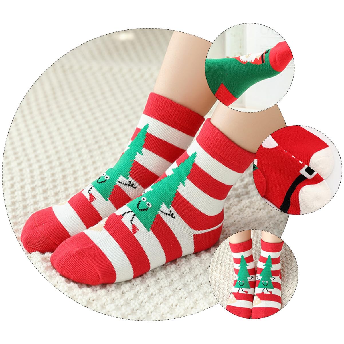 Garneck 5pares Medias de Navidad Calcetines de Algodón Cálidos para Medias Navideñas de Dibujos Animados de Navidad para Usar Fiestas