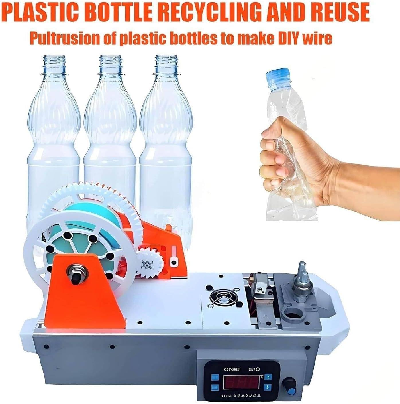 Extrusora de filamento 3D compacta para sobremesa, Convierte Botellas de plástico Pet en filamento Reciclado 1,75 mm,Control Digital de Temperatura,máquina de trefilado orangegray