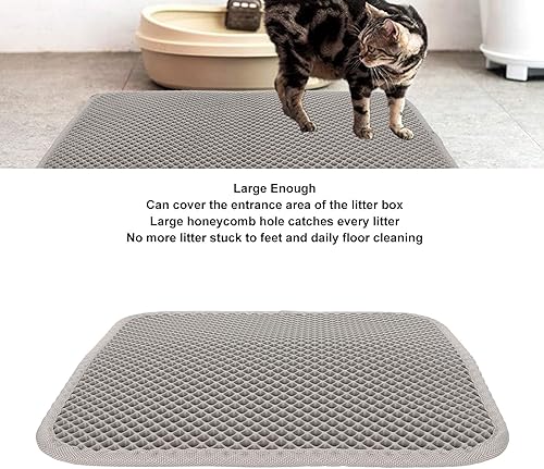 Miniatura 8 de Tapete de arena para gatos, almohadilla para atrapar la arena, suave de doble capa, impermeable, material EVA que evita resbalones, tapetes para