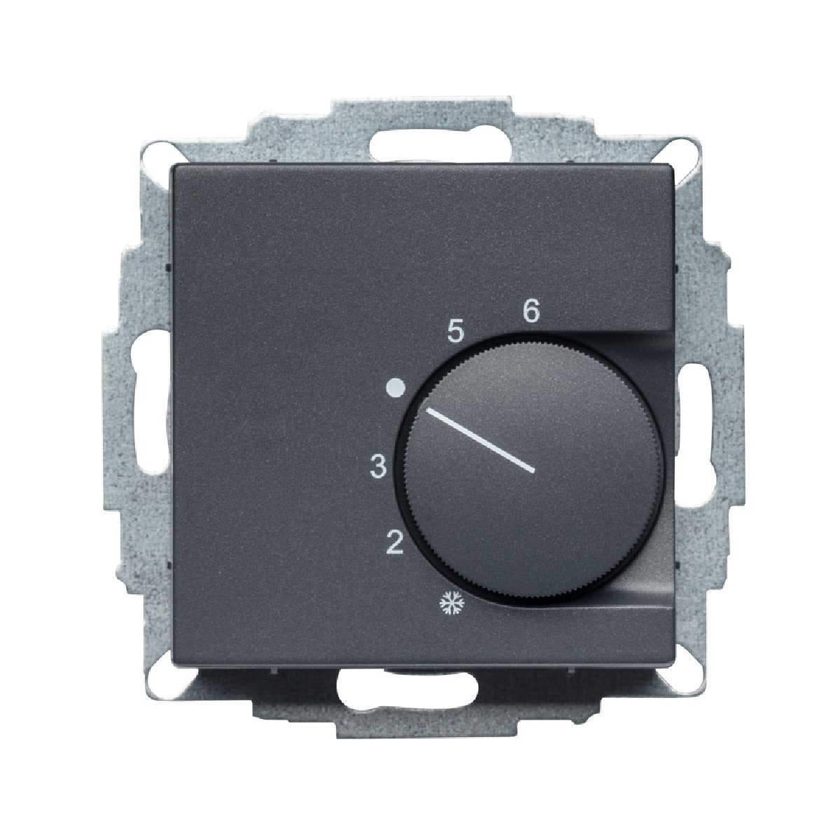 Halmburger Raumthermostat RTR-5510 anthrazit + GIRA E2 1-Fach Rahmen 021123, anthrazit + Abdeckung 55x55mm, Kontaktausführung Öffner für Fußbodenheizung Stellantriebe 230V stromlos geschlossen (NC)