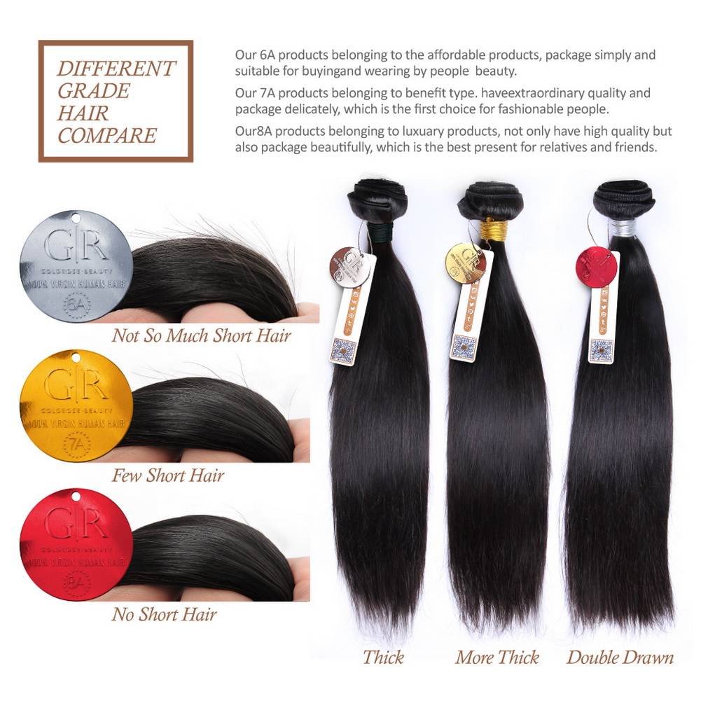 GoldRose Beauty Grade 6A 100% Brazilian Virgin Human Hair Extensions Body Wave,1 Bundle 16 Inches Natural Black Color