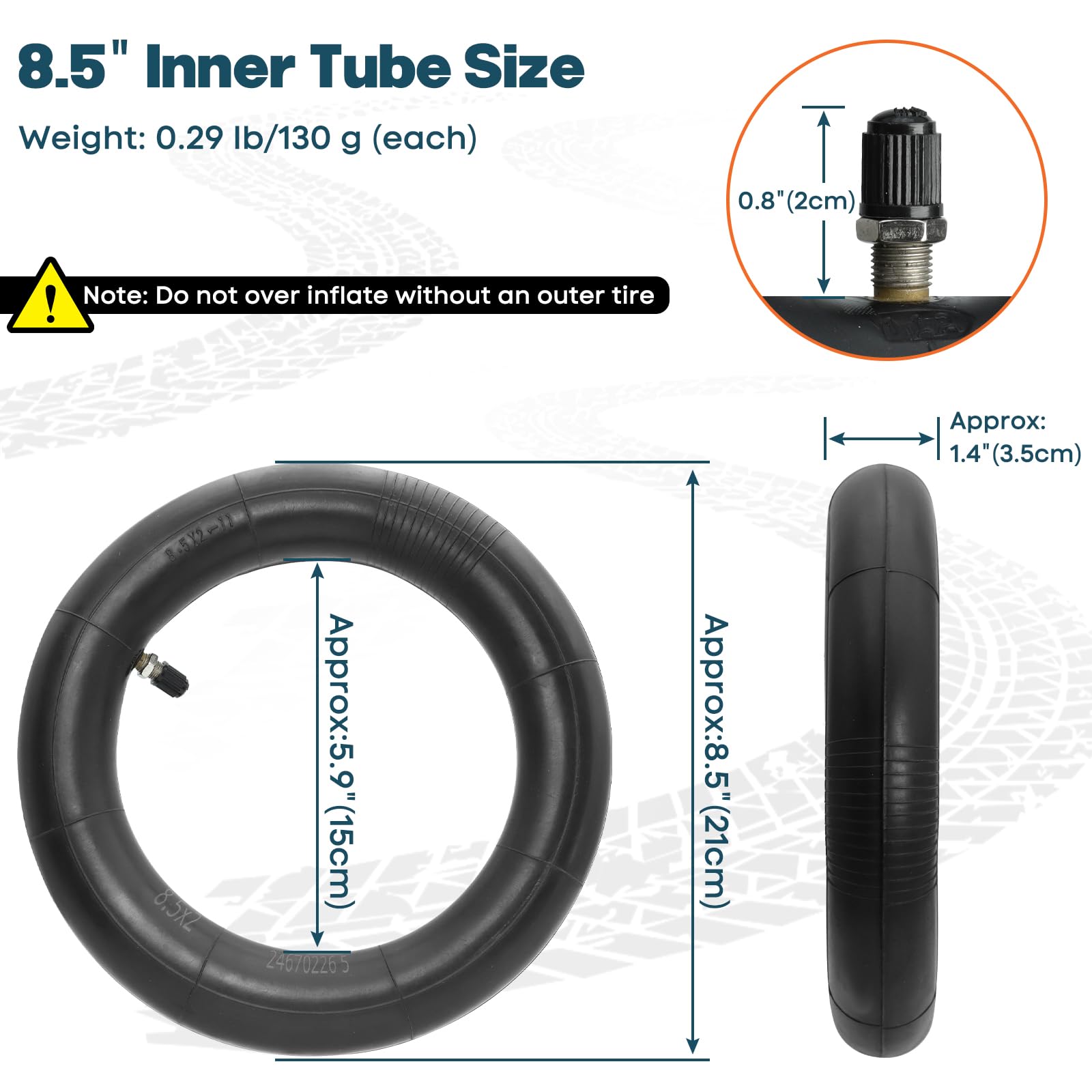 2PCS 8,5 Pulgadas Neumáticos Interior Compatible con Xiaomi Scooter Eléctrico Xiaomi 4 Lite/M365/1S/PRO/Pro2 Cámara de Aire Inflable Amortiguación, Suavidad y Silencio Camara Patinete