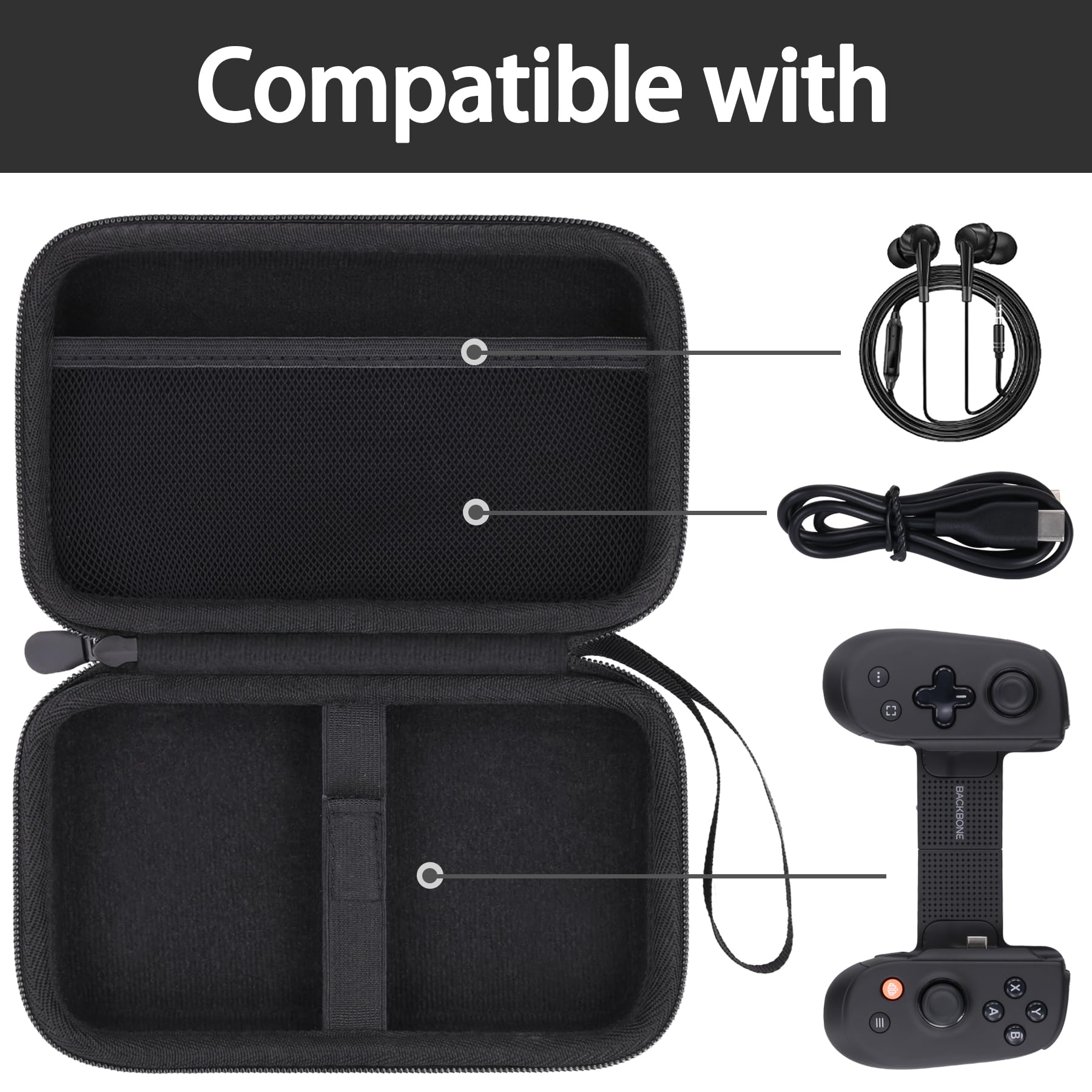 Aenllosi per Backbone Pro Custodia Rigida Protettiva da Trasporto e Riparco per Controller da Gioco Mobile, Nero (Solo Custodia)