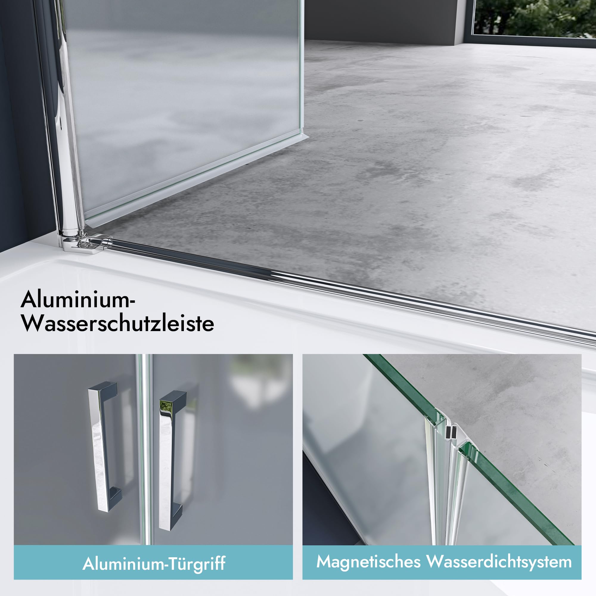 doporro Nischentür Duschtür 90x195cm Duschkabine 6mm ESG-Sicherheitsglas